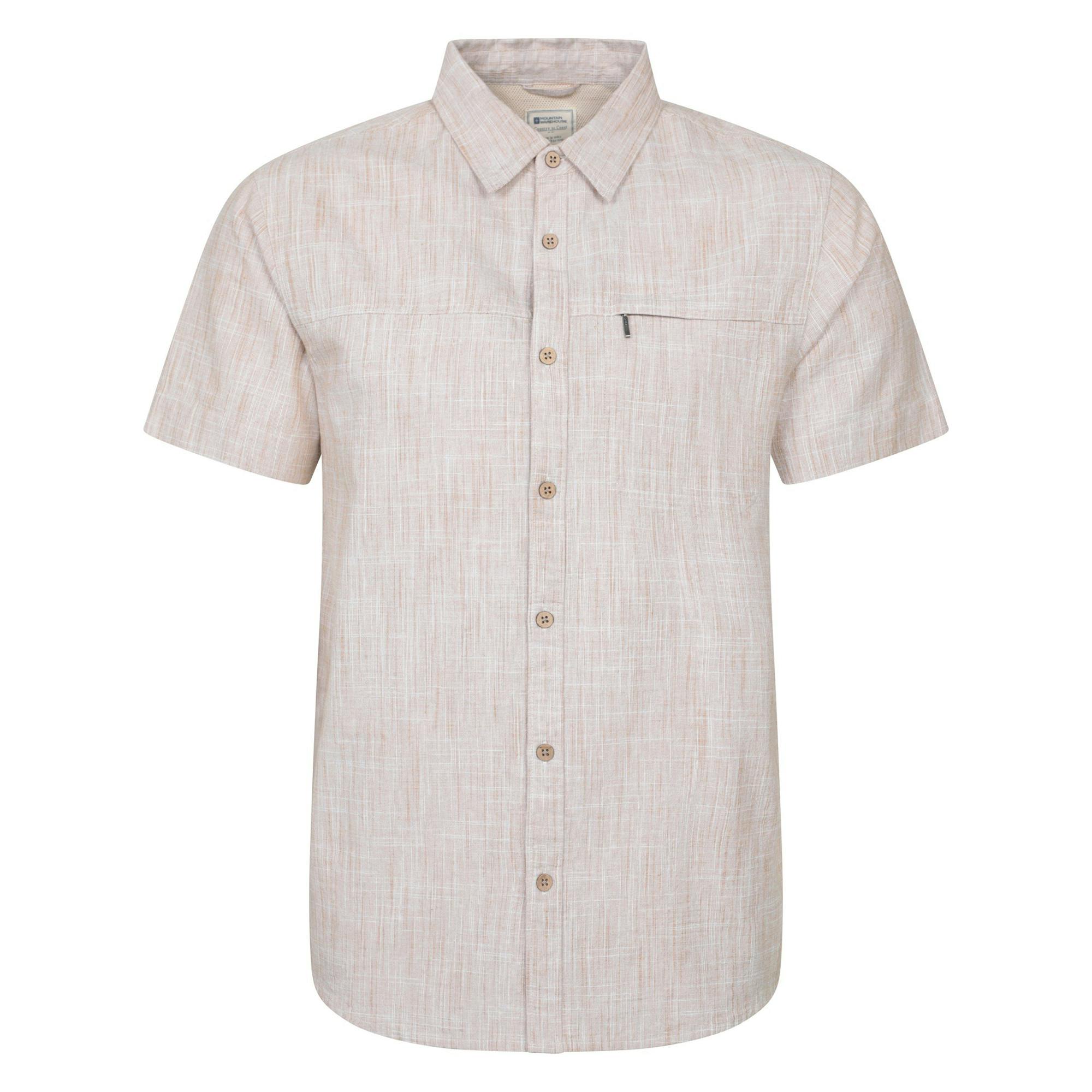 Mountain Warehouse Men's Beige Coconut Slub Short-Sleeved Shirt - 4XL - 100% Cotton