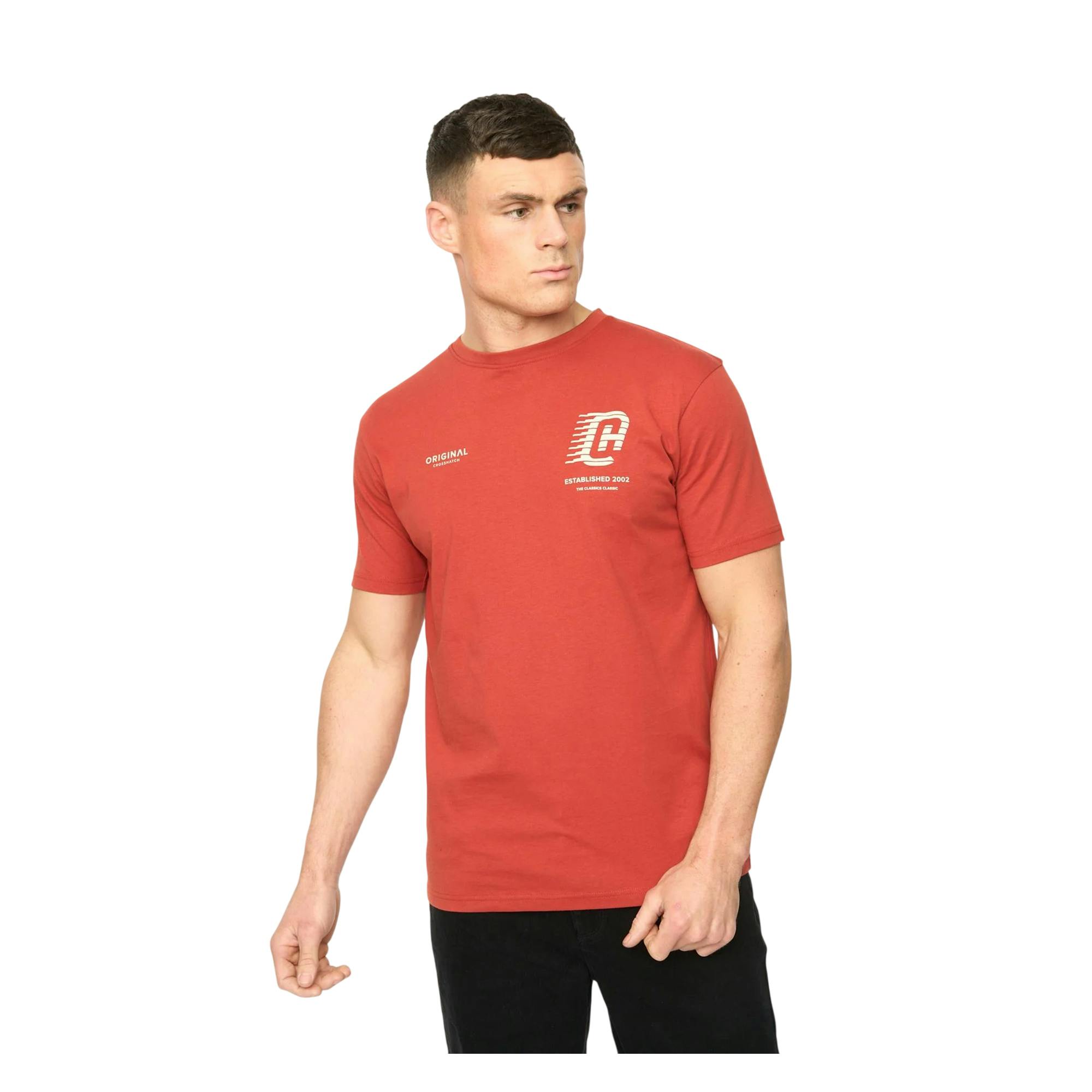 Crosshatch Men's Red Morville Cotton T-Shirt - L - 100% Cotton