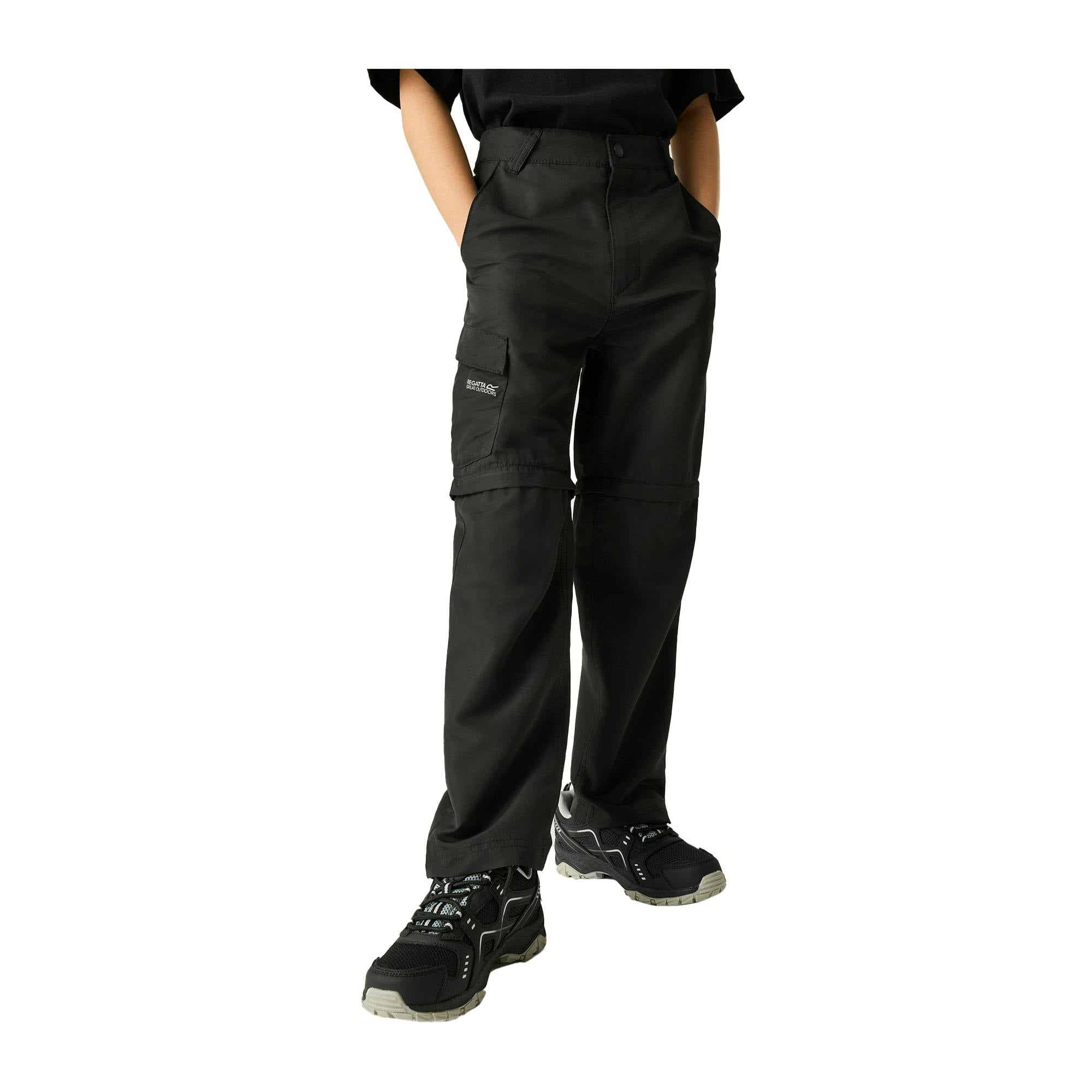 Regatta Black Kids Sorcer Iii Zip-Off Trousers - 11-12 Years - 70% Polyester/30% Recycled Polyester