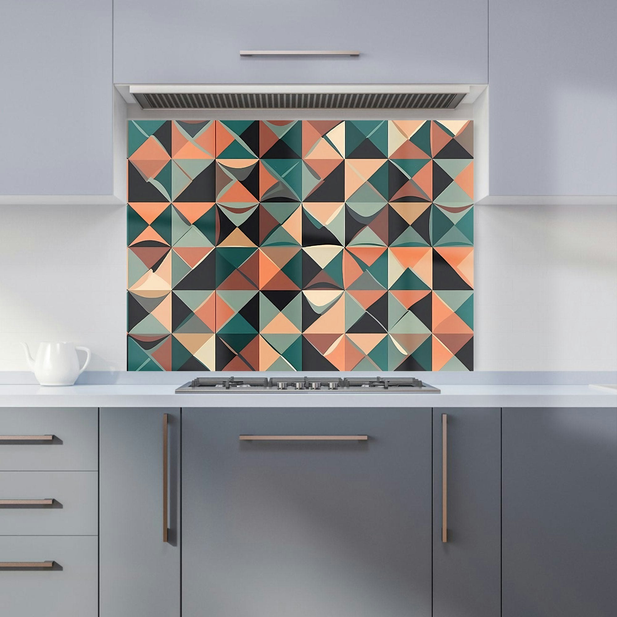Rackhams - Designer Geometric Print Pattern Kitchen Splashback - W900mm X H650mm