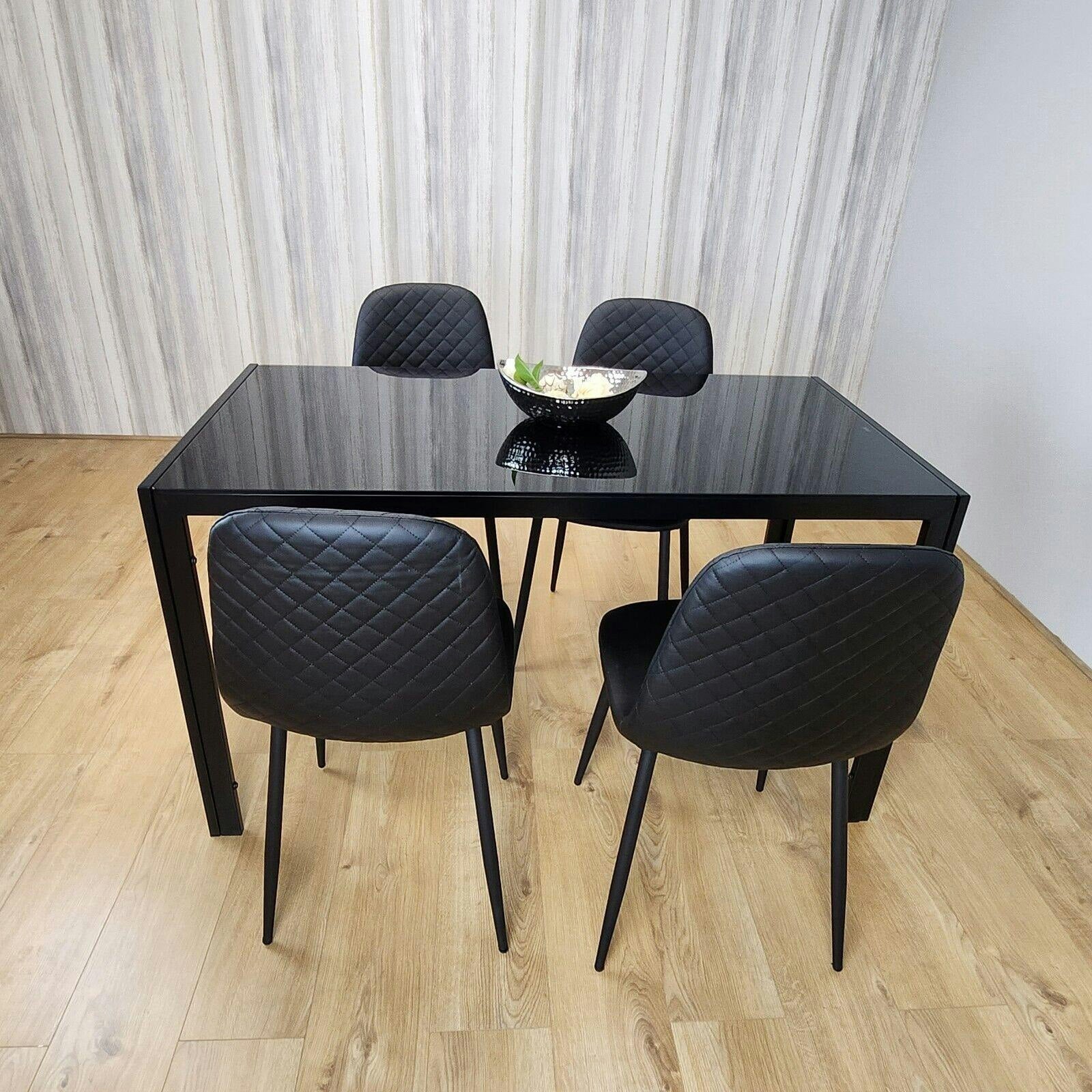 Portland - Kosy Koala Dining Set - 4 Seater - Faux Leather - Black - Image 10