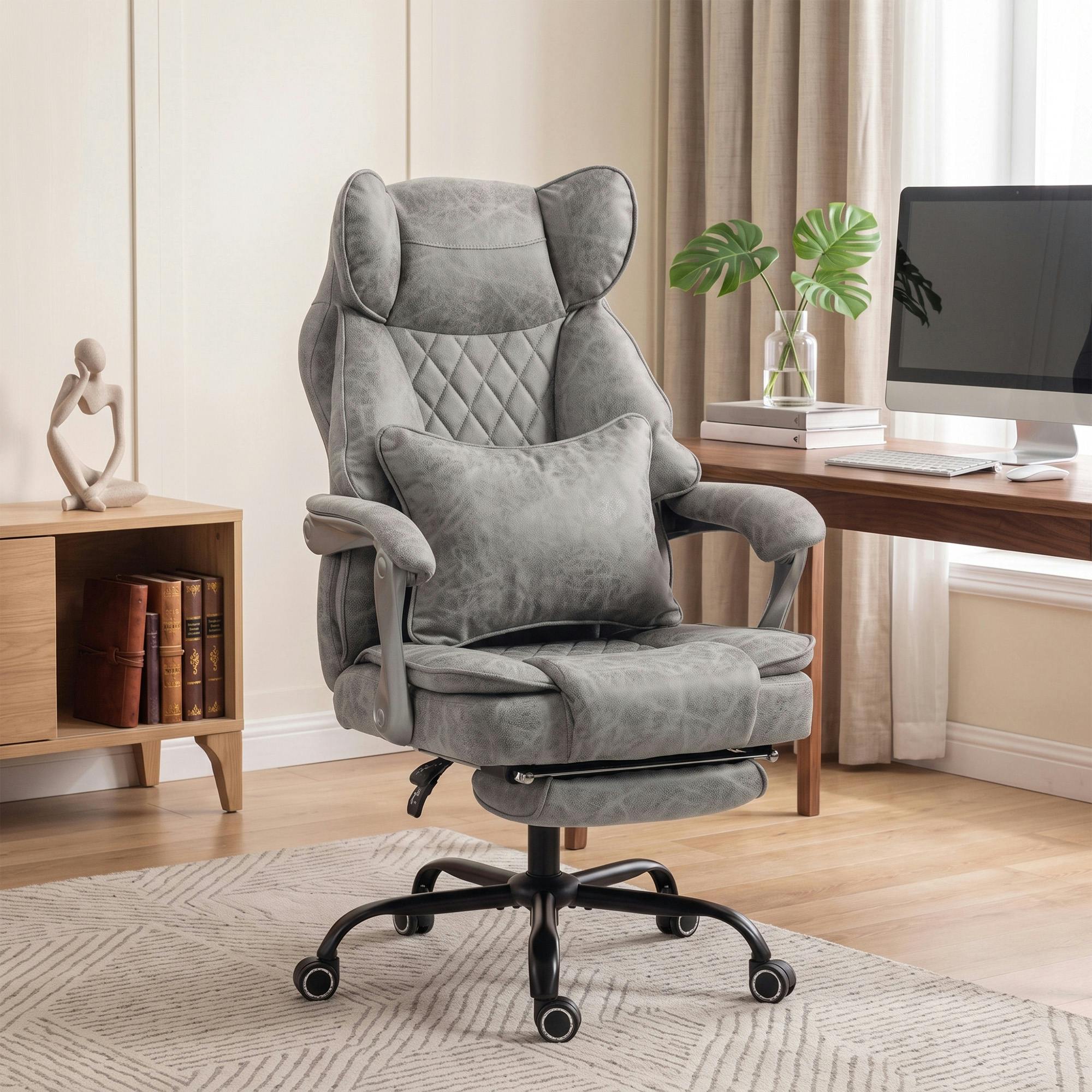 Rackhams Grey Big And Tall Office Chair With Lumbar Support