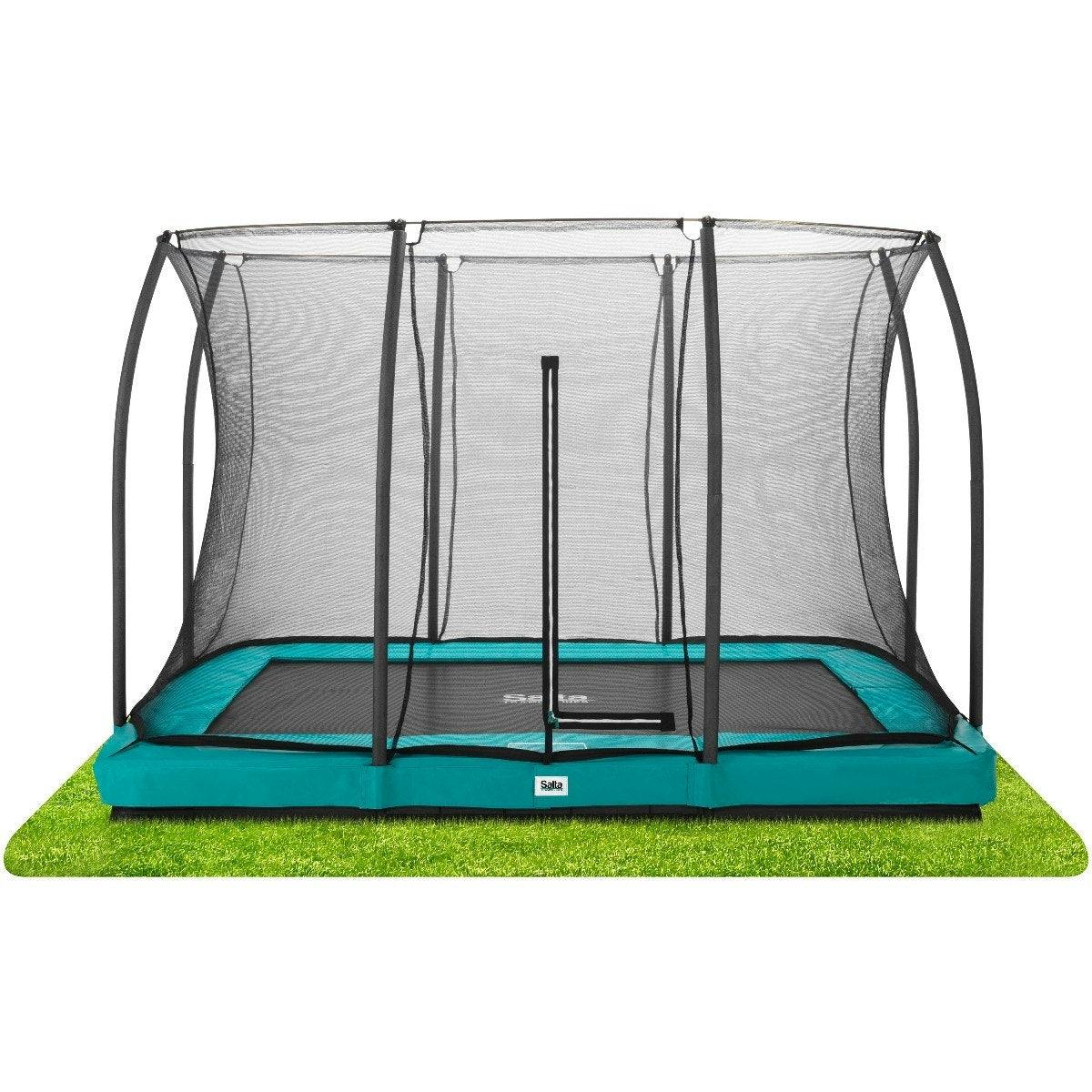 Salta Green 10Ft X 7Ft Rectangular Comfort Edition Inground Trampoline With Enclosure