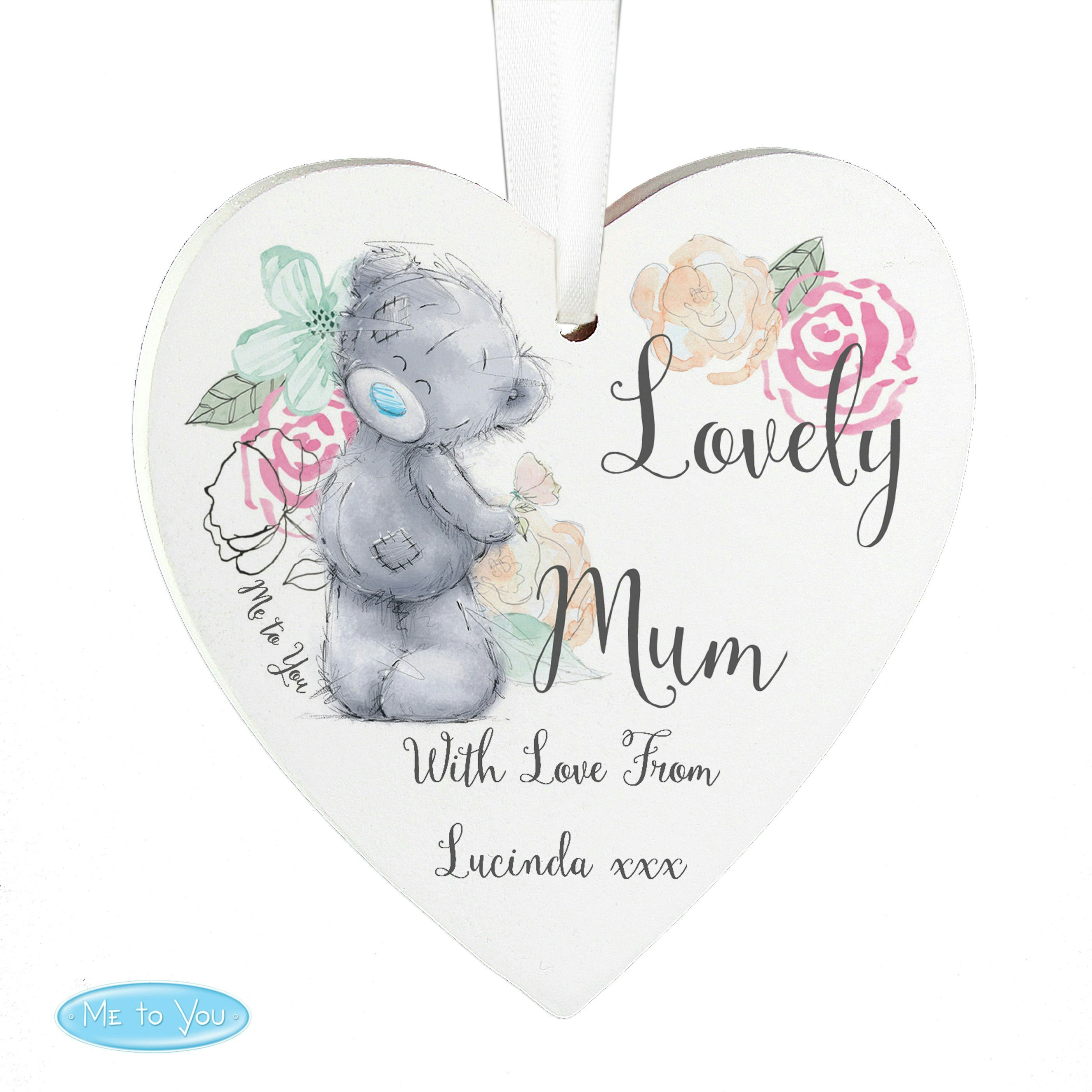 Personalised Memento Company Personalised Me To You Floral Wooden Heart Decoration