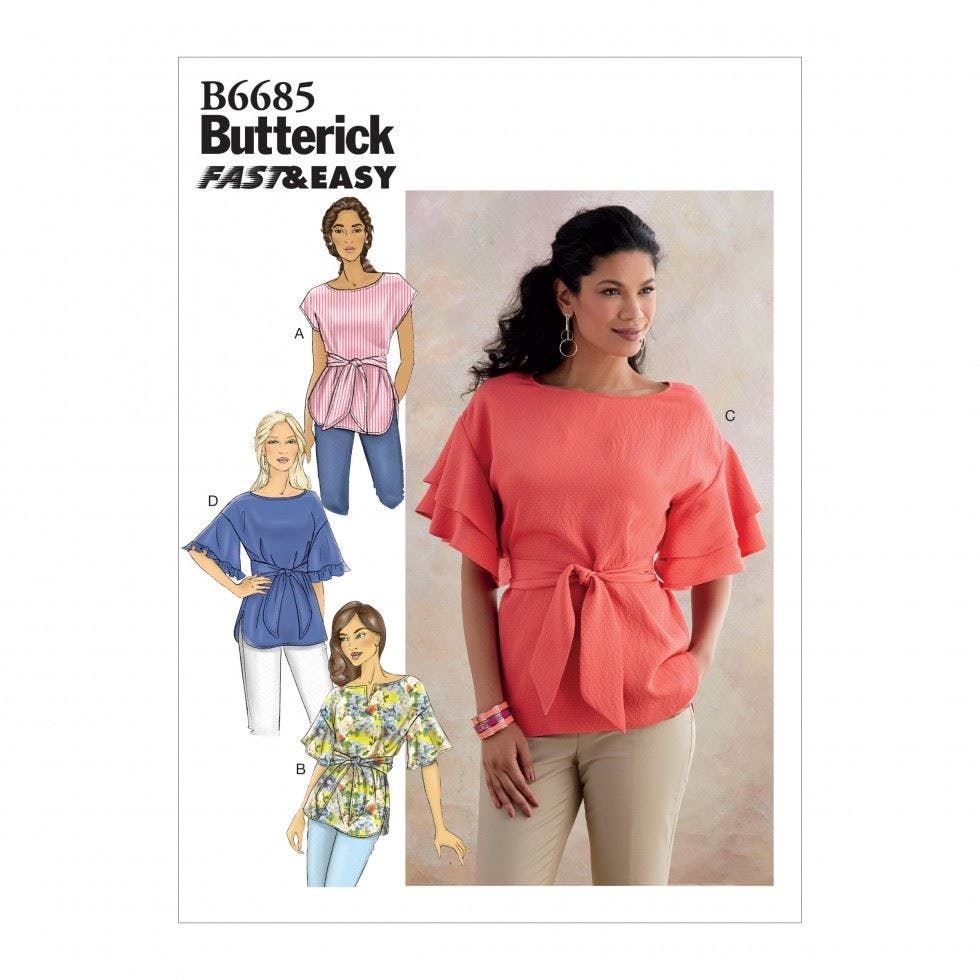 Butterick Women's Sewing Pattern 6685, Tops For Y (Xsm-Sml-Med) - Easy - Y (Xsm-Sml-Med)