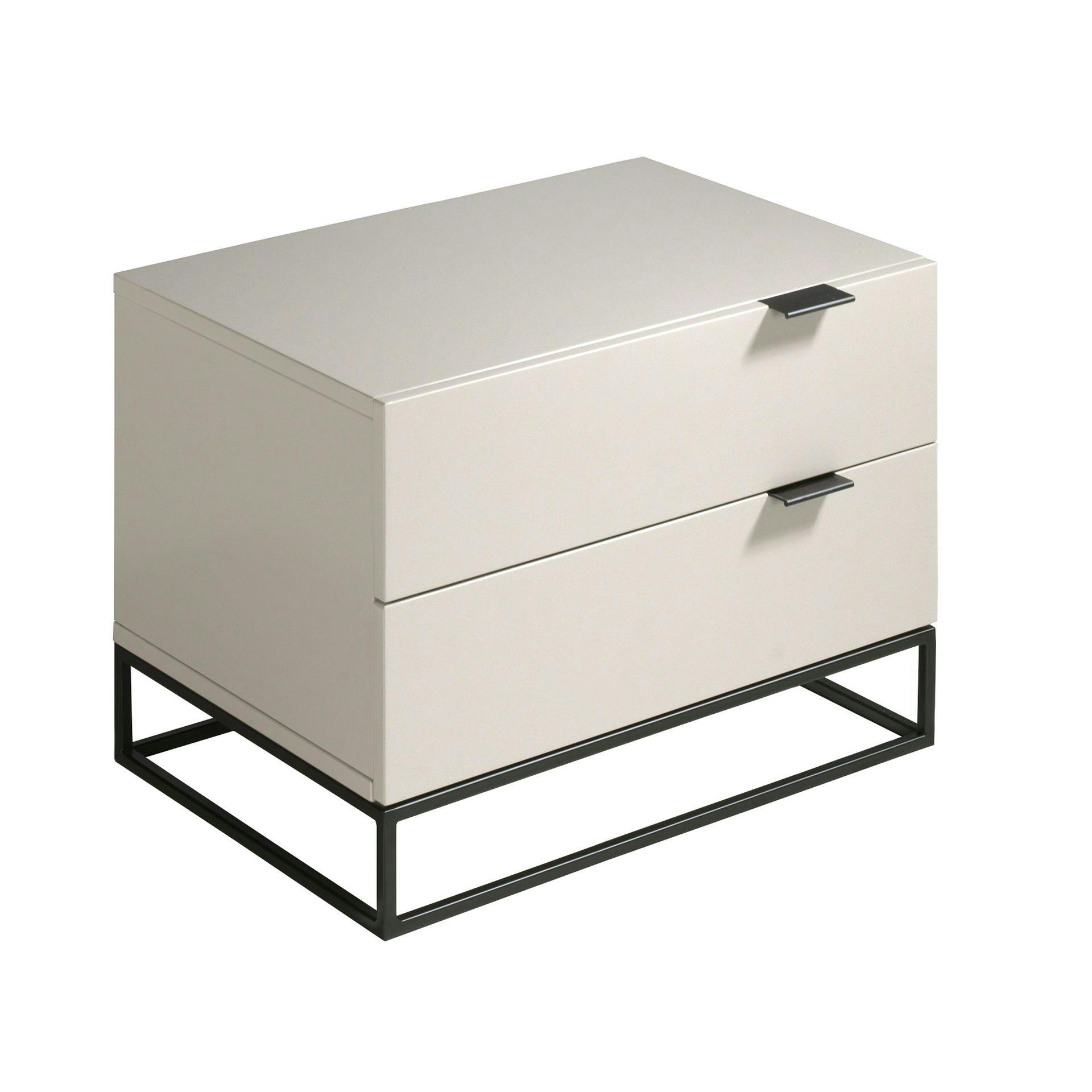 Angel Cerdá Grey/Black Bedside Table In Wood And Steel 7004