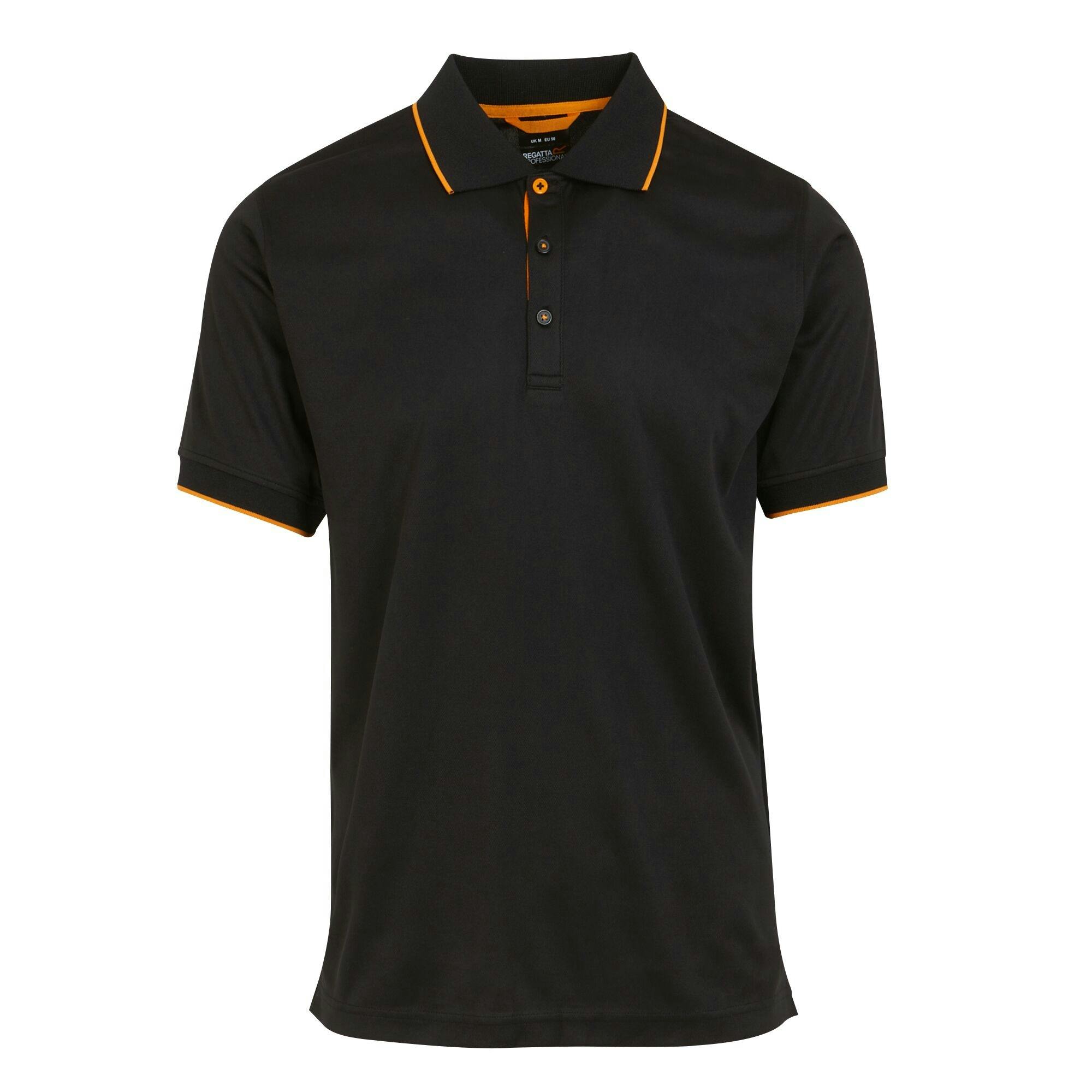 Regatta Men's Black/Orange Professional Short-Sleeved Polo Shirt - Pop - Xxl - Pop - 100% Mixed