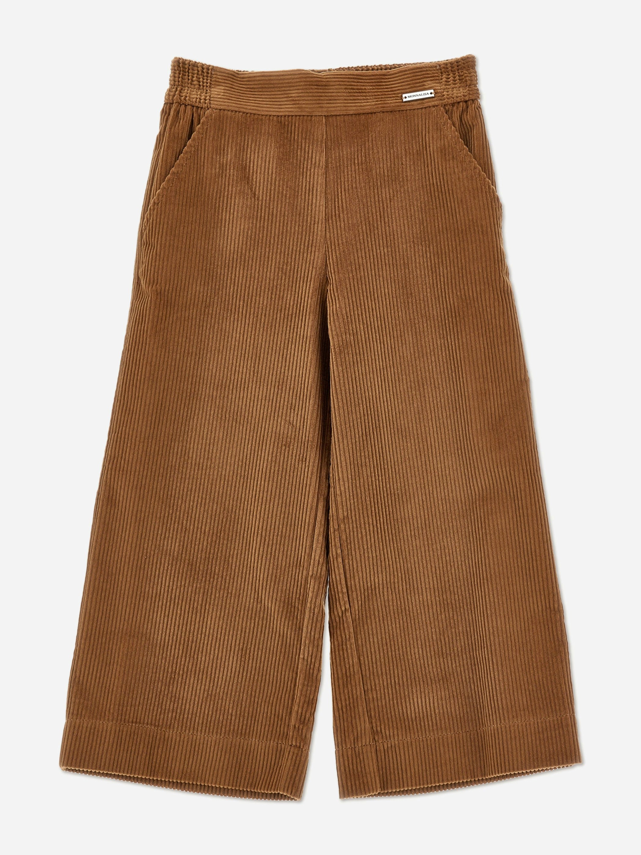Monnalisa Girls Brown Corduroy Wide Leg Trousers In - 10 Yrs