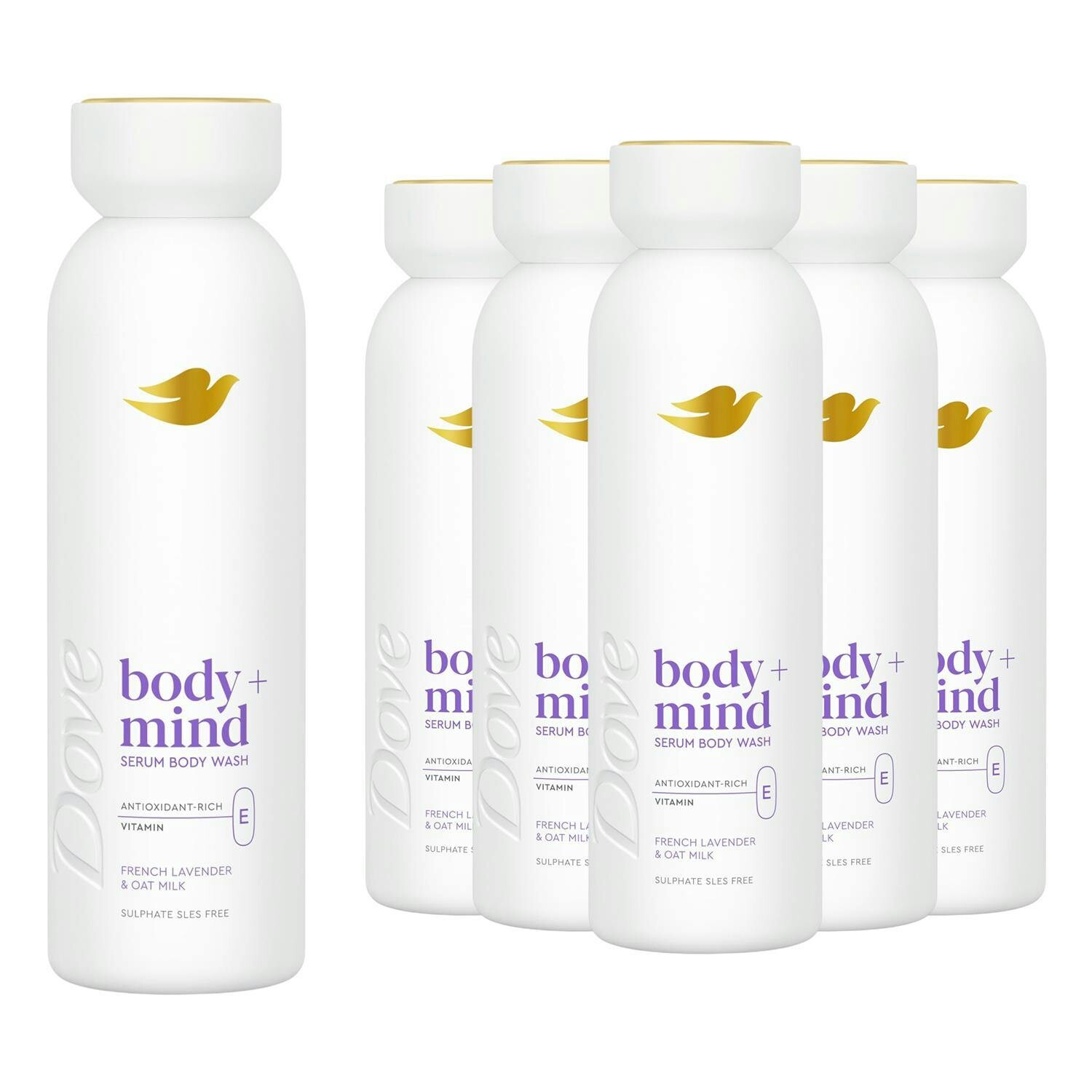 Dove Unisex Multicolor Body + Mind French Lavender & Oat Milk Serum Body Wash 350Ml, 6 Pack - Image 3
