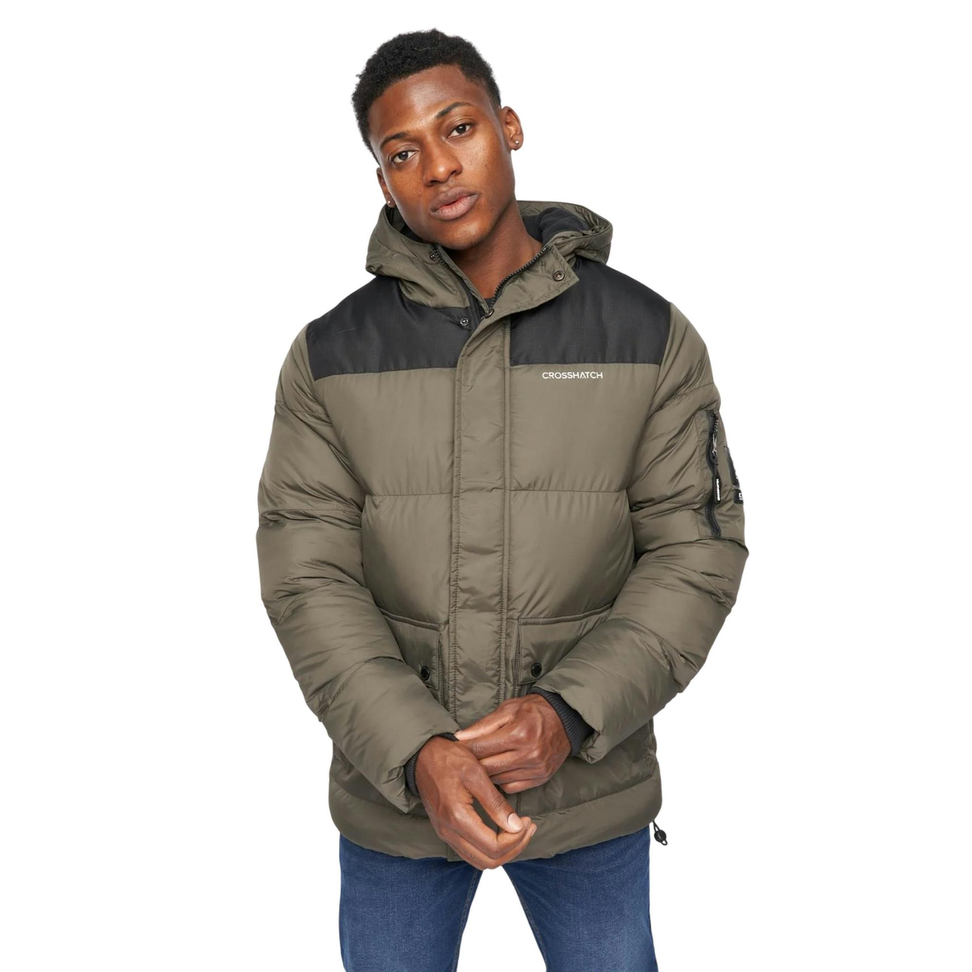 Crosshatch Men's Bentlays Hooded Jacket - Olive - Xl - Olive - 100% Polyester