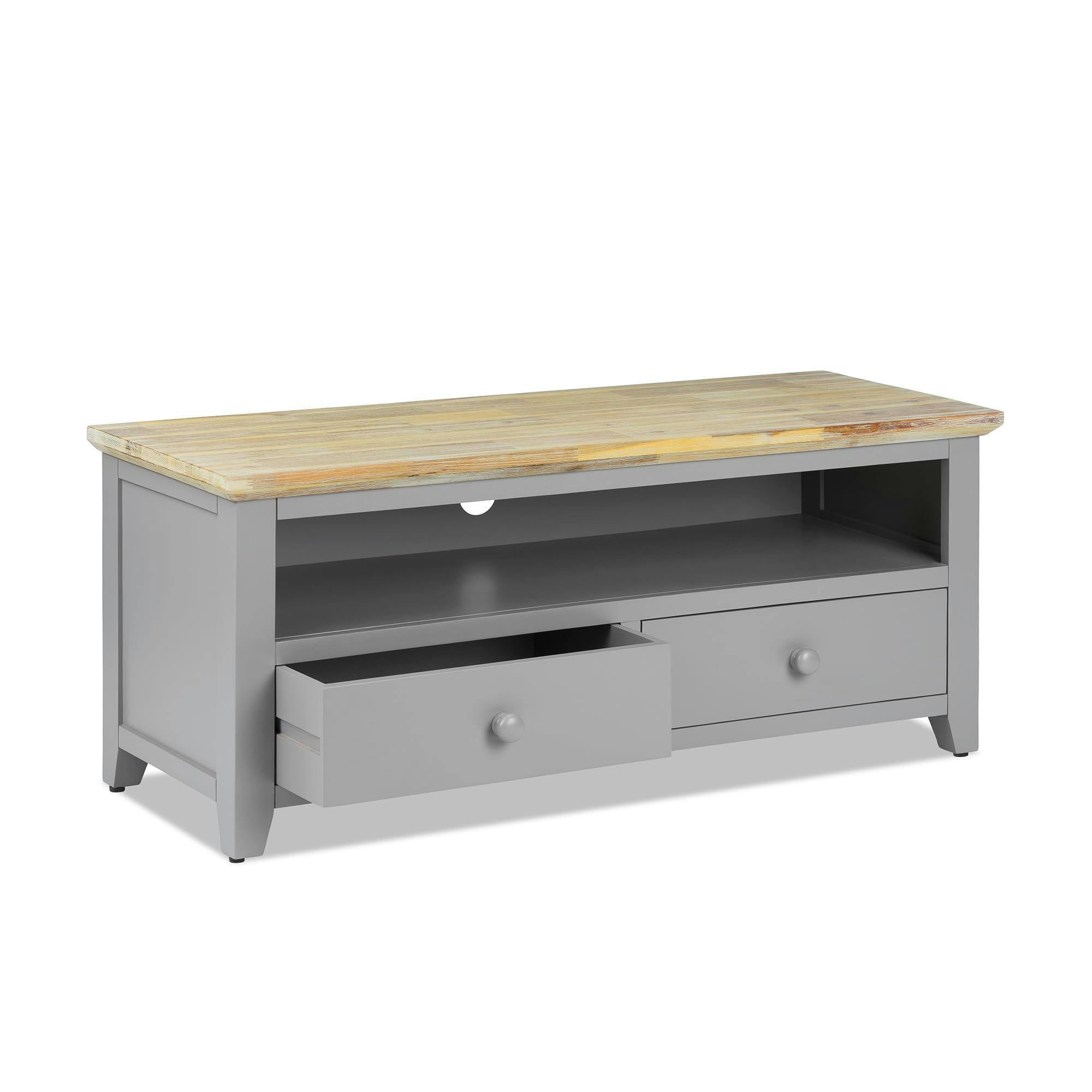 Statement Furniture Grey Florence Wooden Tv Stand With 2 Drawers And Shelf - Dove