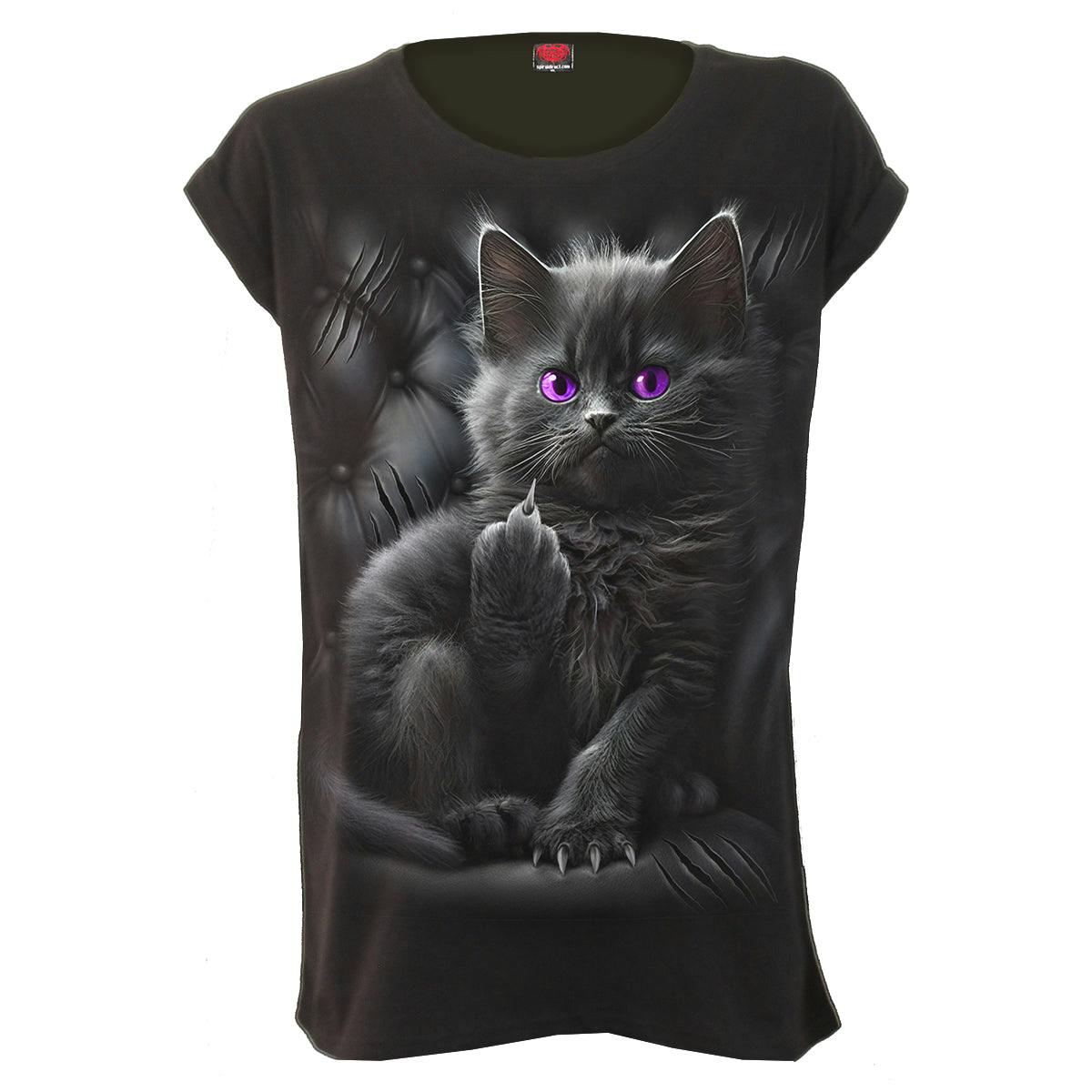 Spiral Direct Cattitude - Turnup Sleeve Loosefit Tee - S - Digital - Digital