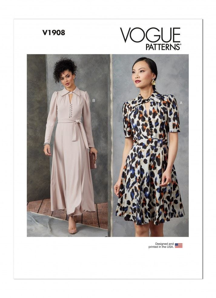 Vogue Women's Sewing Pattern 1908, Dresses For A (S-M-L-Xl-Xxl) - Intermediate - A (S-M-L-Xl-Xxl)