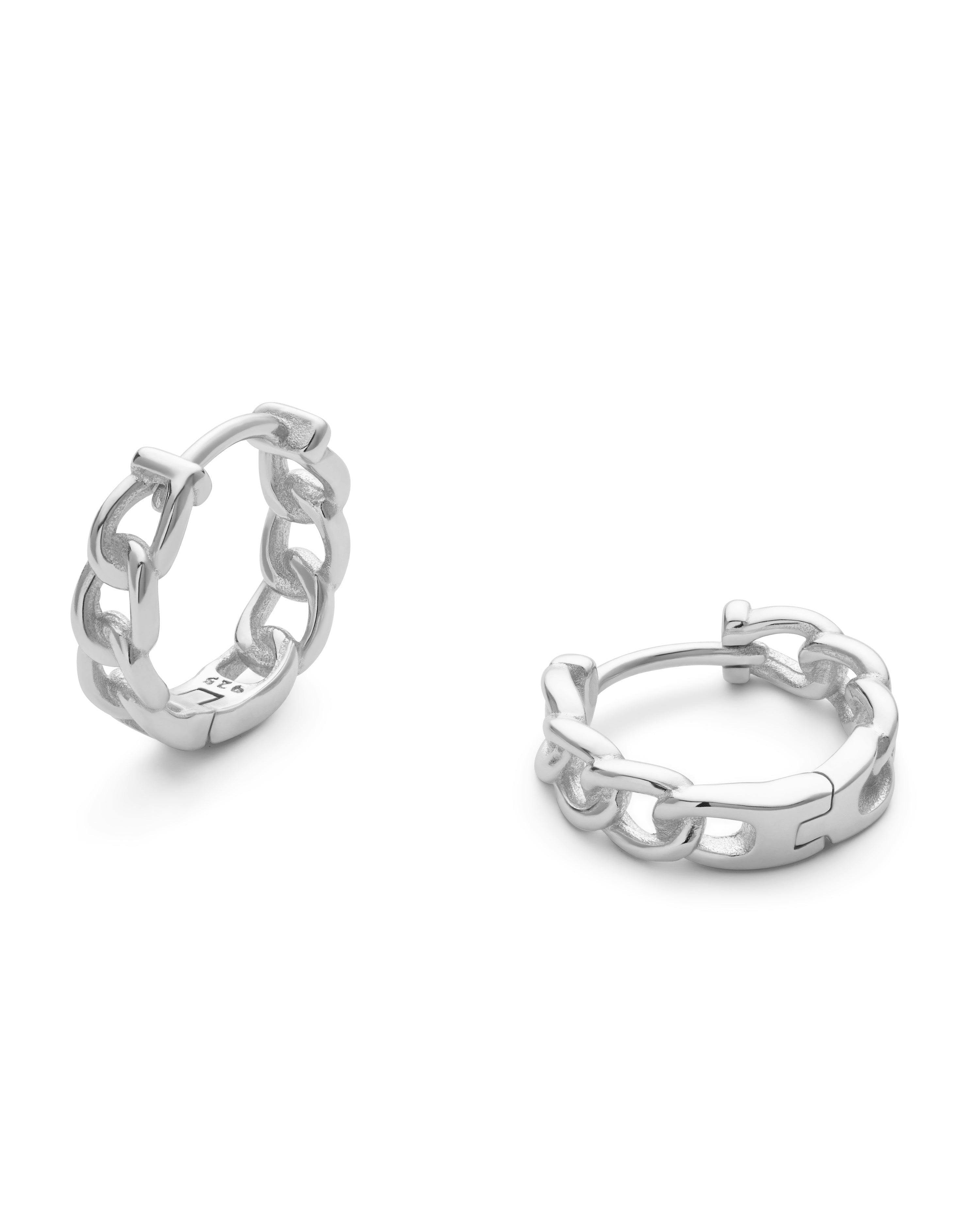 Elk & Bloom Women's Silver Sterling Chain Hoops - No Thank You