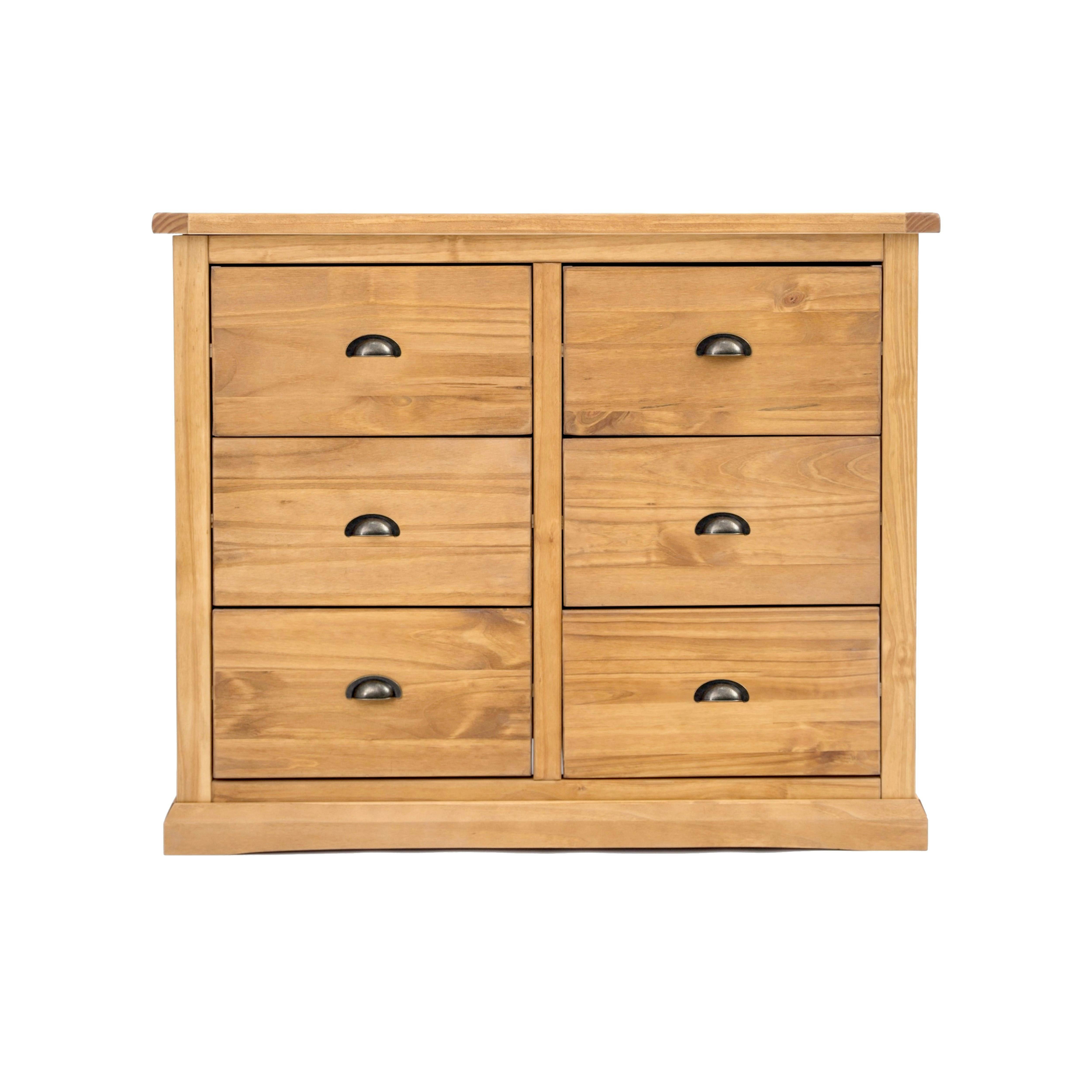 Cabinet Bits Lucca 6 Drawer Brown Pine Wood Chest of Drawers - Image 4