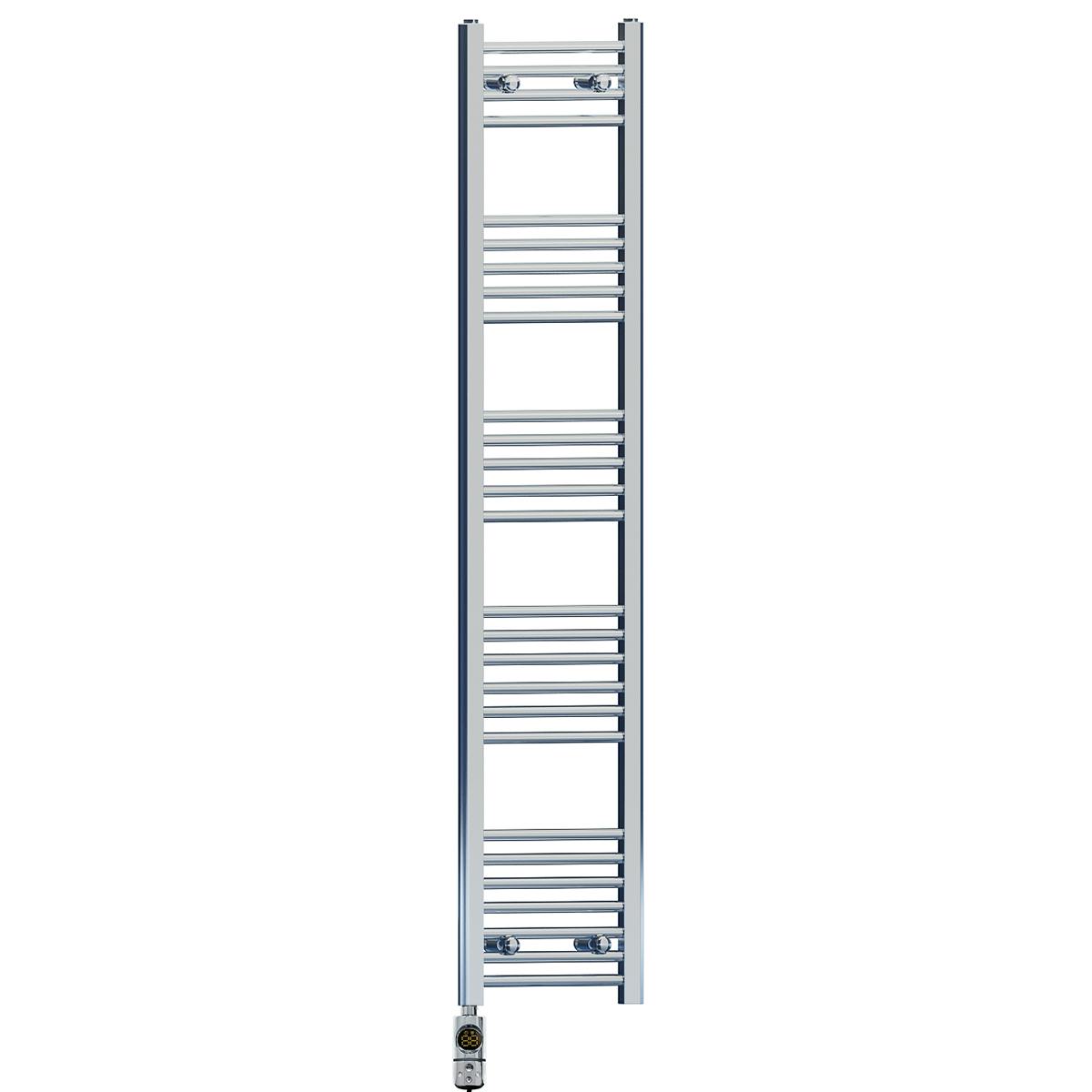 Myhomeware 300 X 1600 Mm Chrome Electric Bathroom Towel Rail Radiator Heater With Af Thermostatic Electric Element Pre-Filled