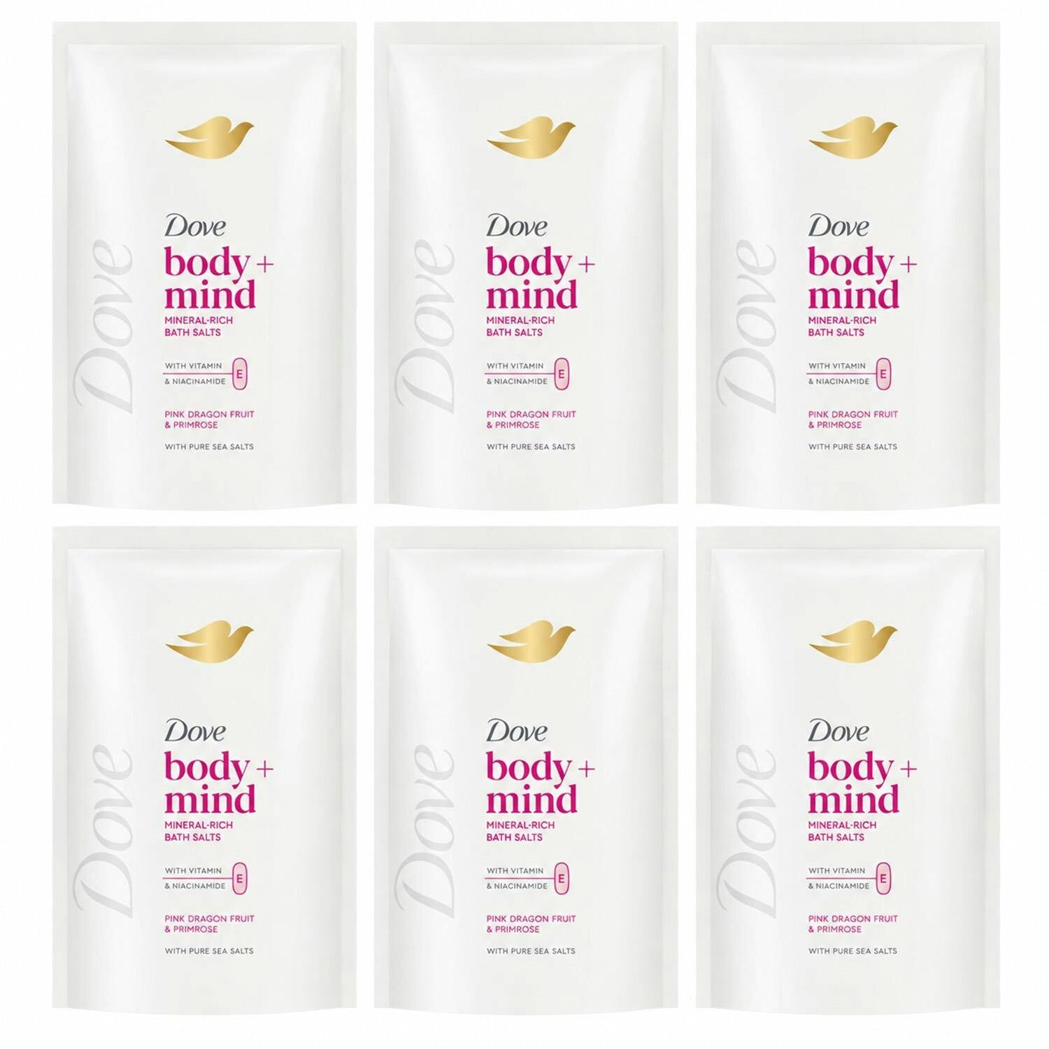 Dove Body + Mind Dragon Fruit & Primrose Bath Salts 400g, 6 Pack in White - Image 7