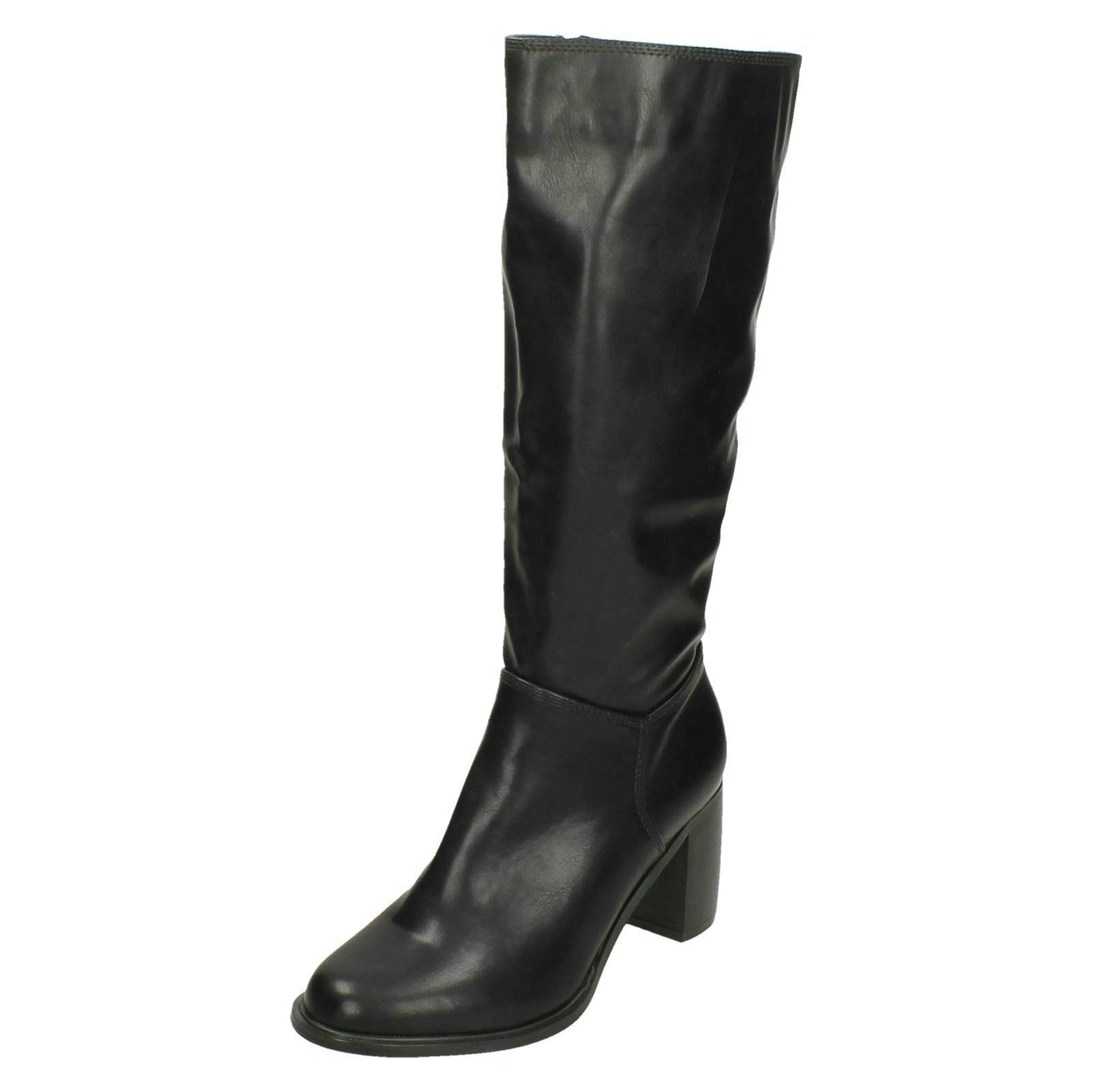 Spot On Women's Black Knee High Heeled Boots - Uk 7