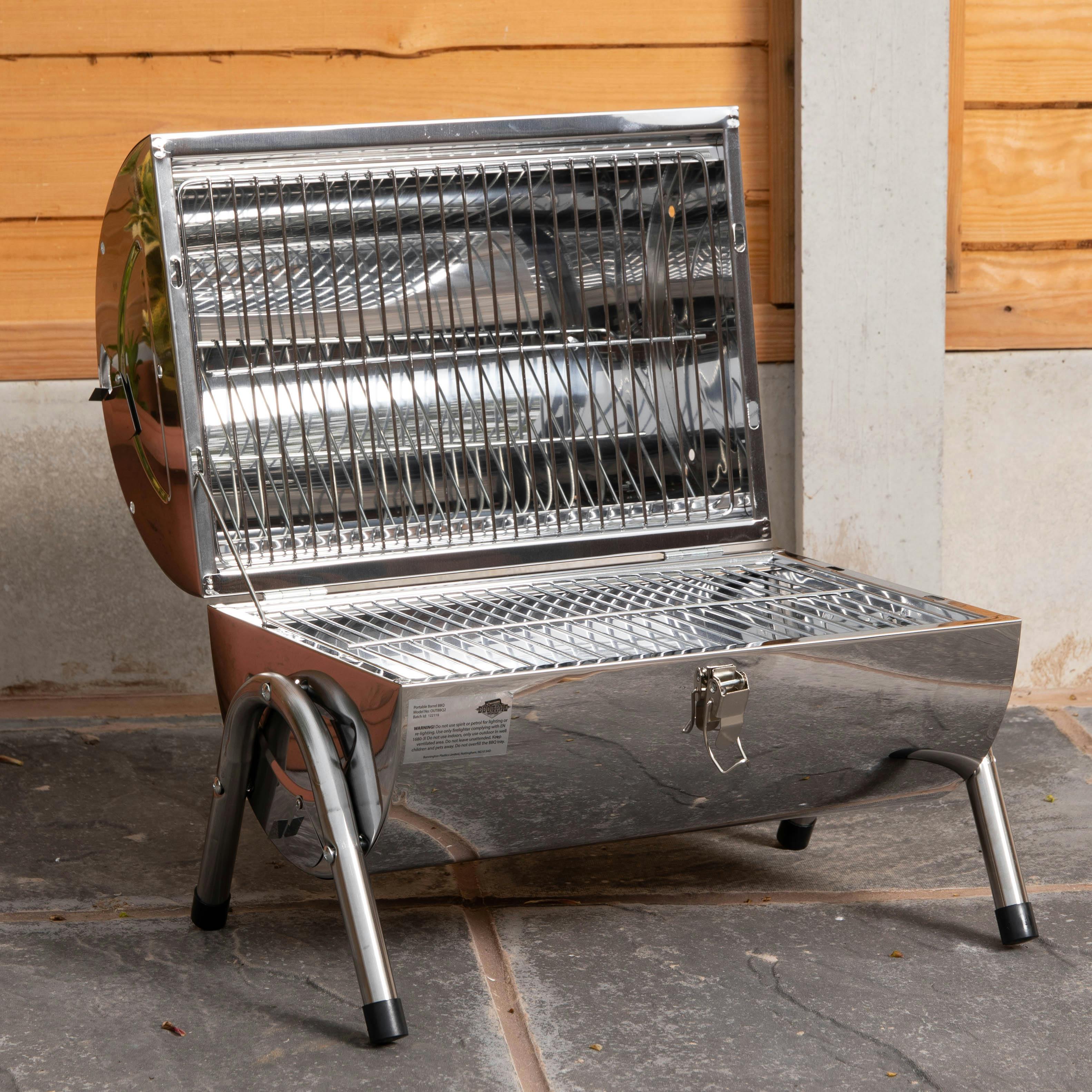 Rackhams Portable Barrel Style Charcoal Camping Barbecue / Bbq