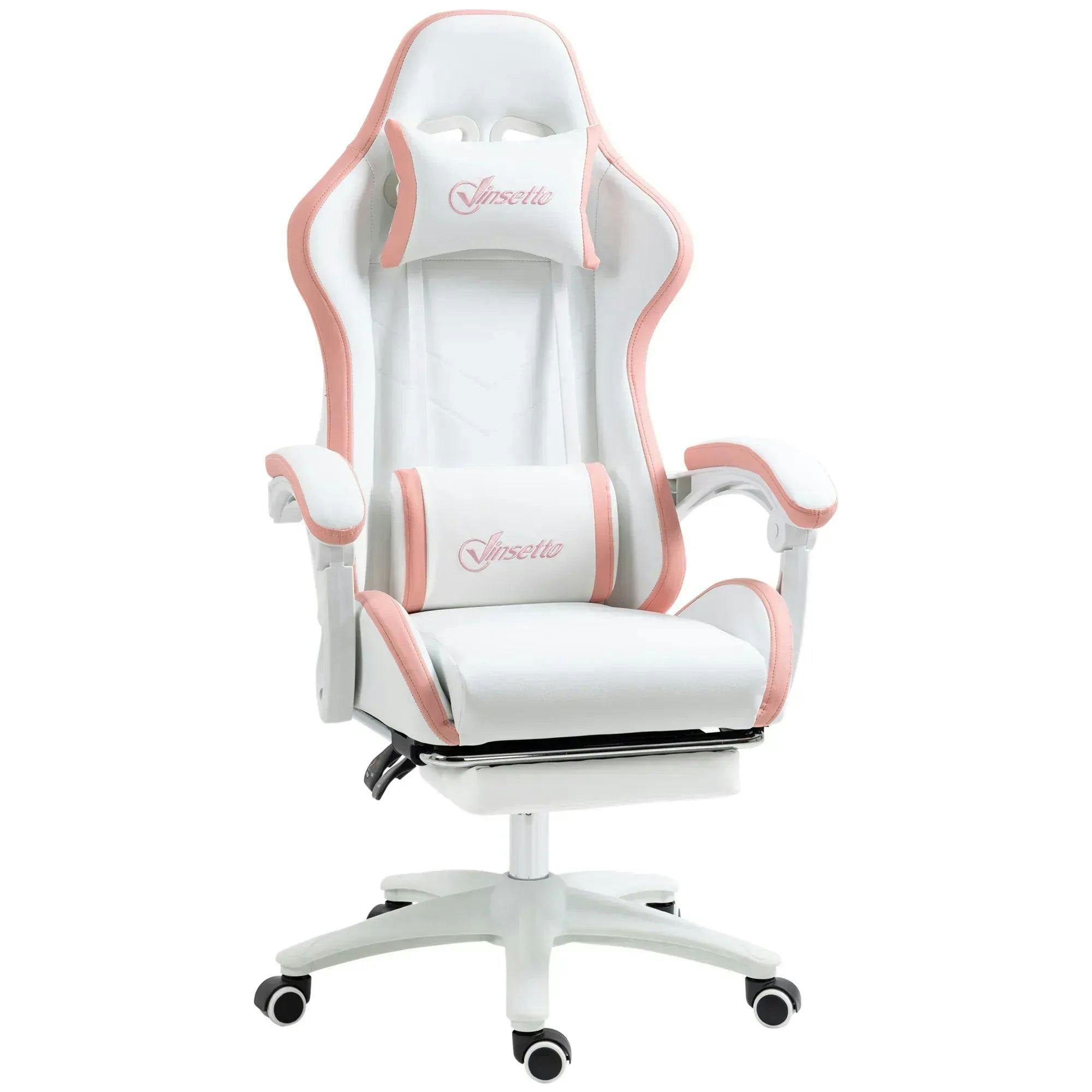 Vinsetto Gaming Chair - Racing Style - Pink - Reclining Footrest - PU Leather - Adjustable Height - Image 6