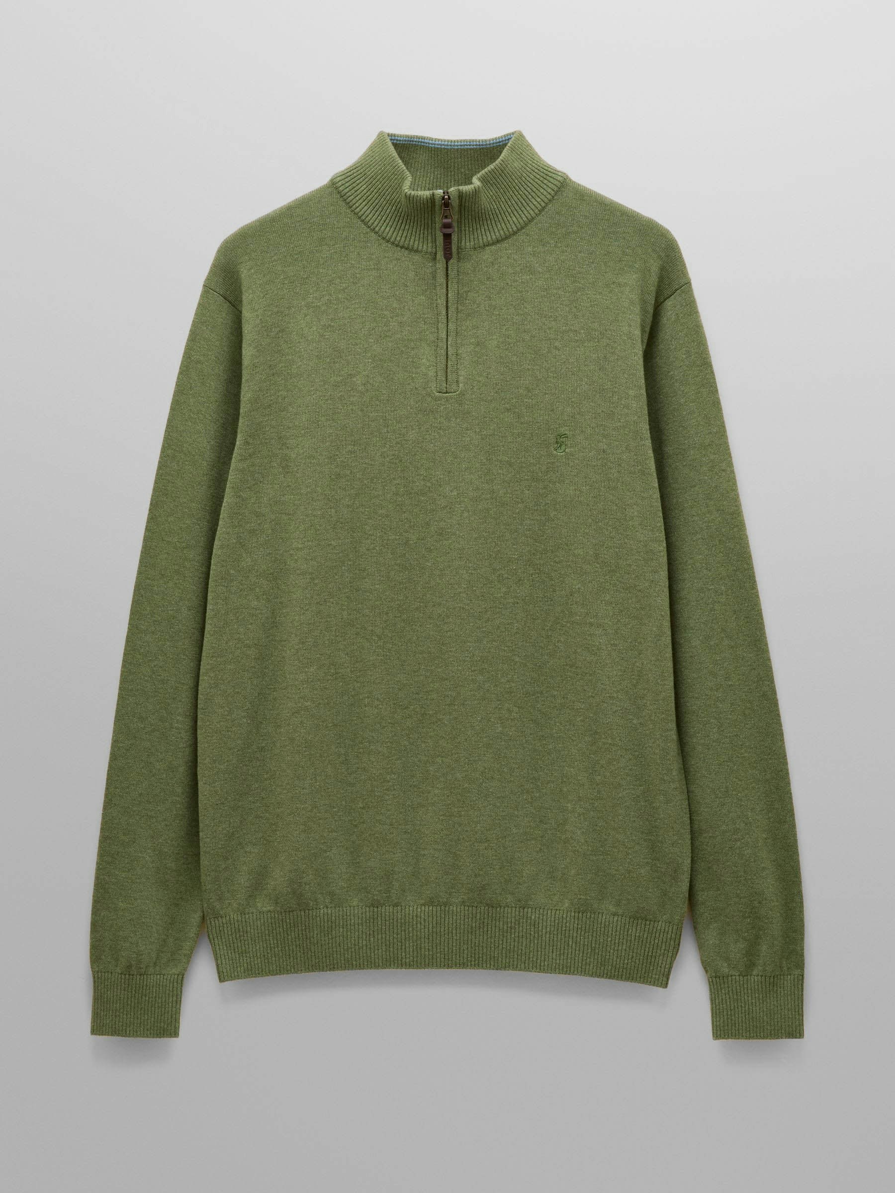 Cho Men's Green Joules Hillside 1/4 Zip Jumper - Khaki - Khaki - L