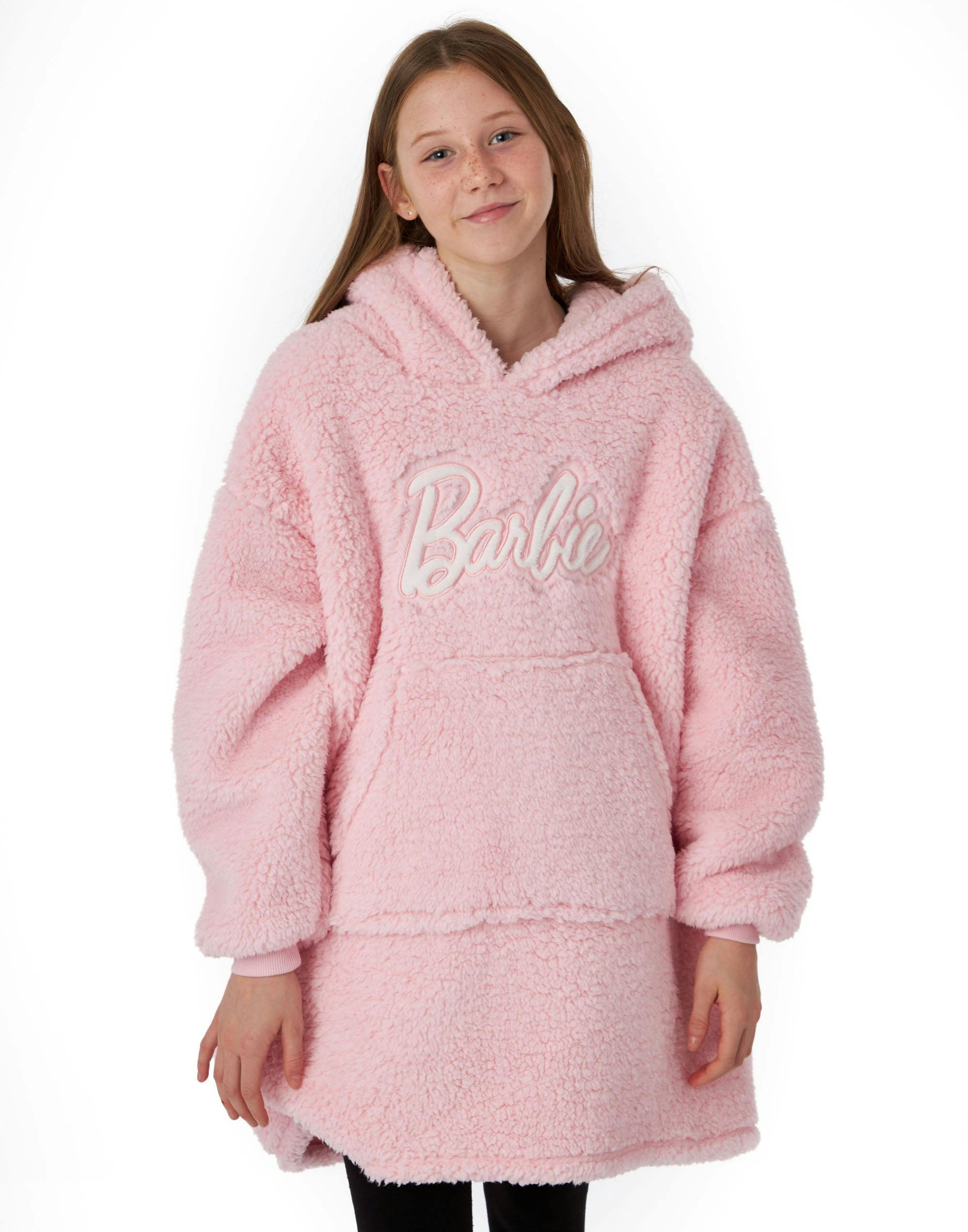 Vanilla Underground Girls Pink Barbie Logo Blanket Hoodie - 9-13 Years