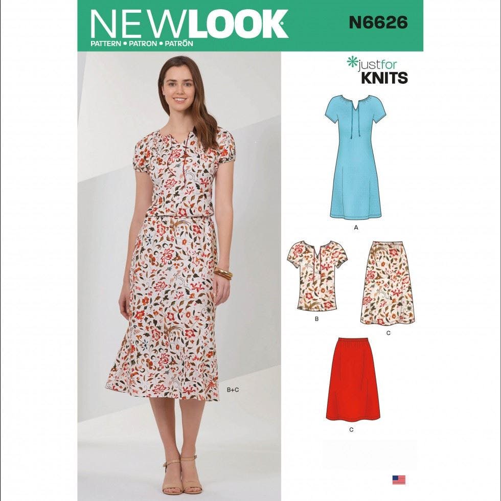 New Look Women's Sewing Pattern 6626, Dresses, Tops, Skirts For A (Xs-S-M-L-Xl) - Easy - A (Xs-S-M-L-Xl)