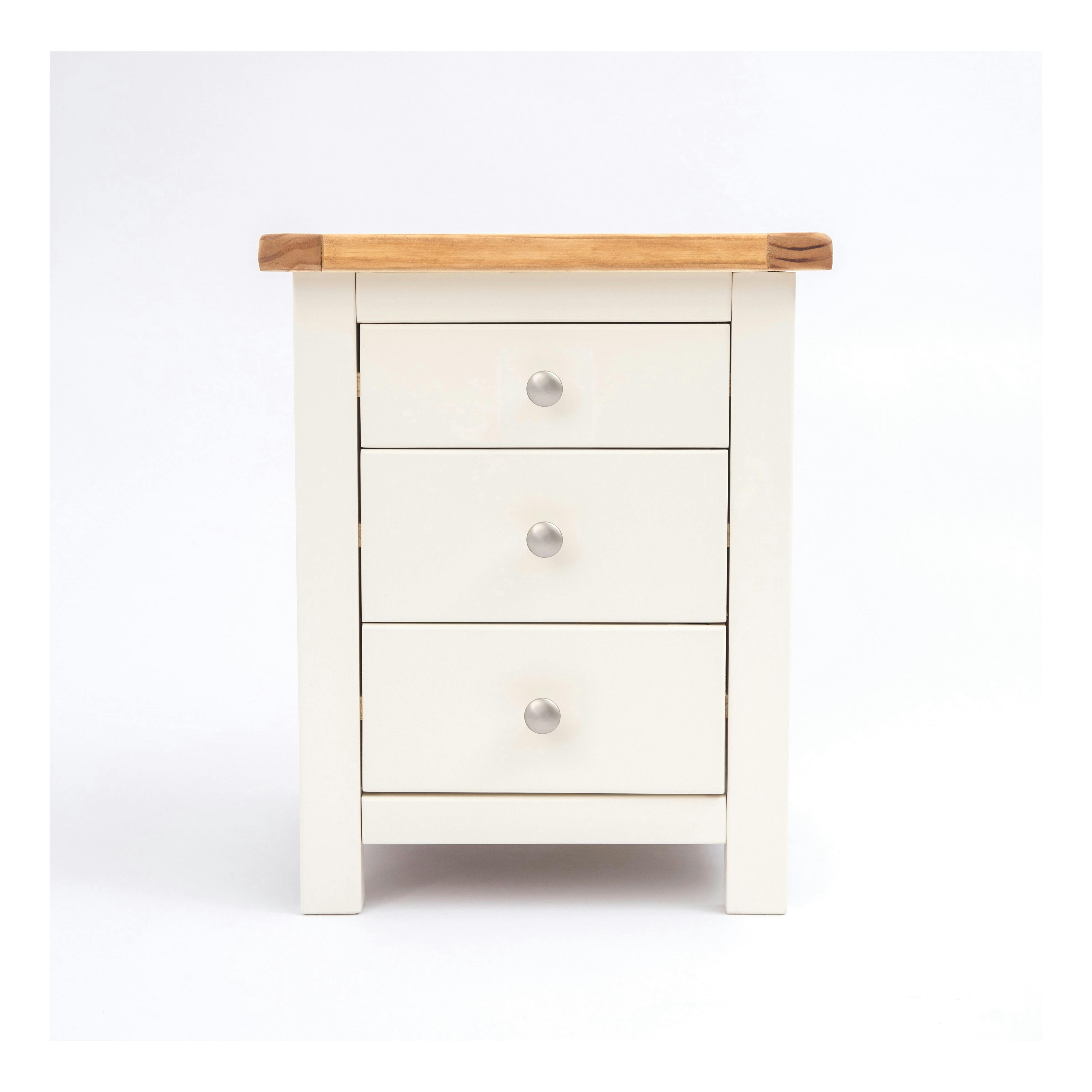 Cabinet Bits Maggiori 3 Drawer Bedside Cabinet - White / Chrome Knob - Image 2