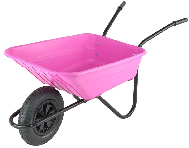 Walsall Pink Bristol Shire Mucker Heavy-Duty Wheelbarrow With 120Kg/90L Capacity, Plastic Pan, Solid Wheel, Anti-Slip Handles - Image 2