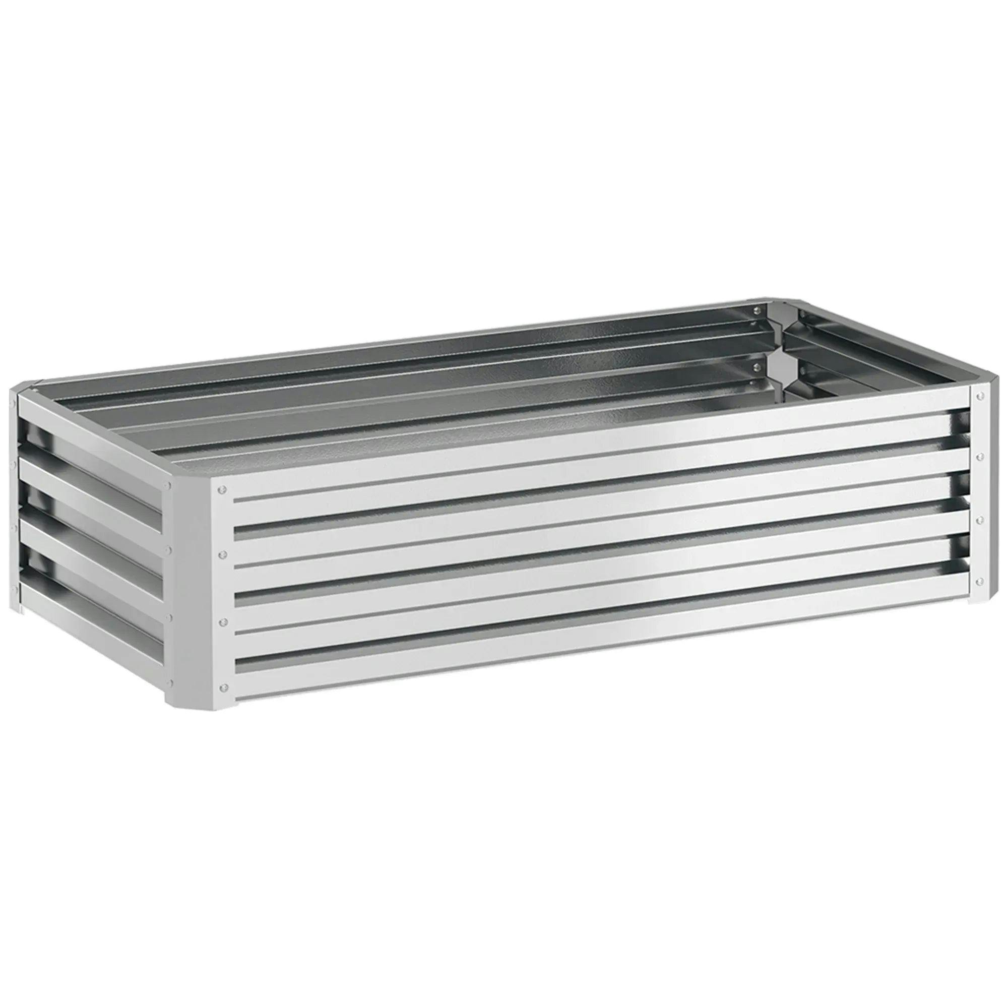 Outsunny Raised Garden Bed Elevated Planter Box For Flowers Silver - Image 7