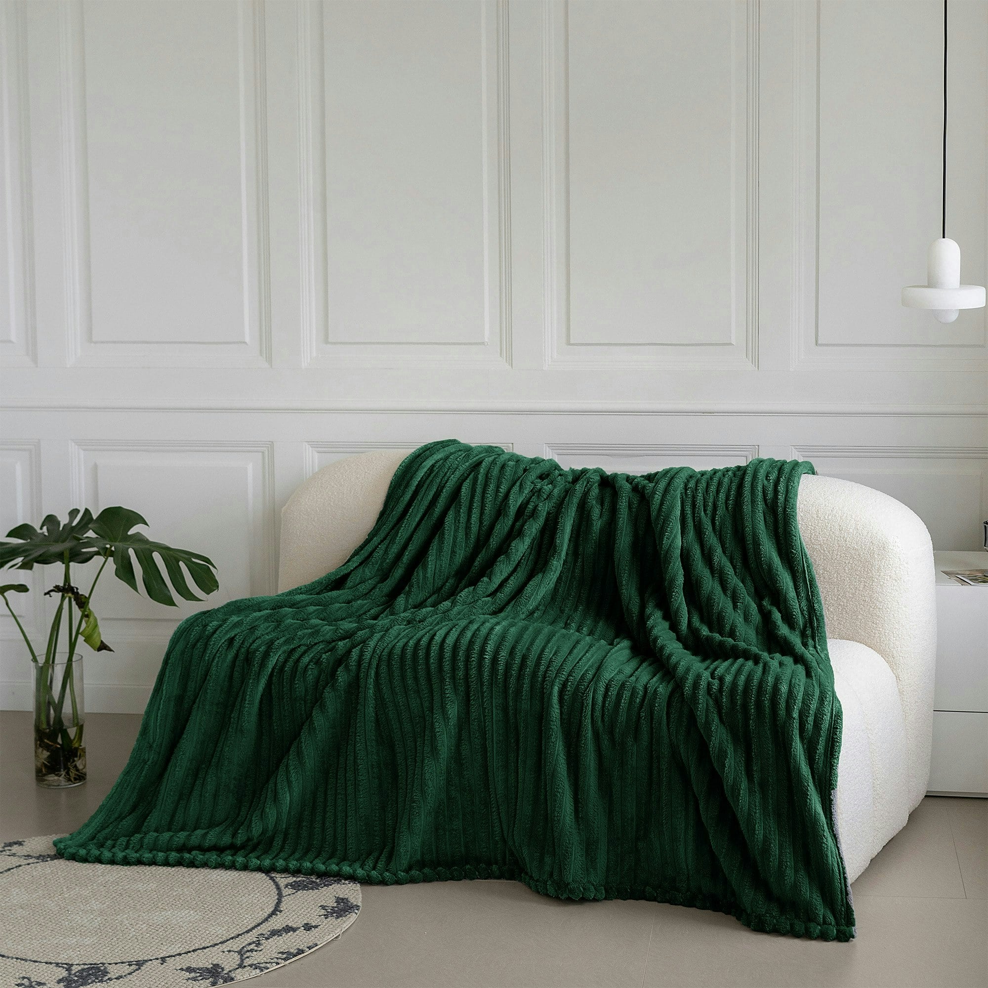 Rackhams Chunky Cord Super Soft Plush Heavy Blanket - 200Cm X 240Cm - Emerald