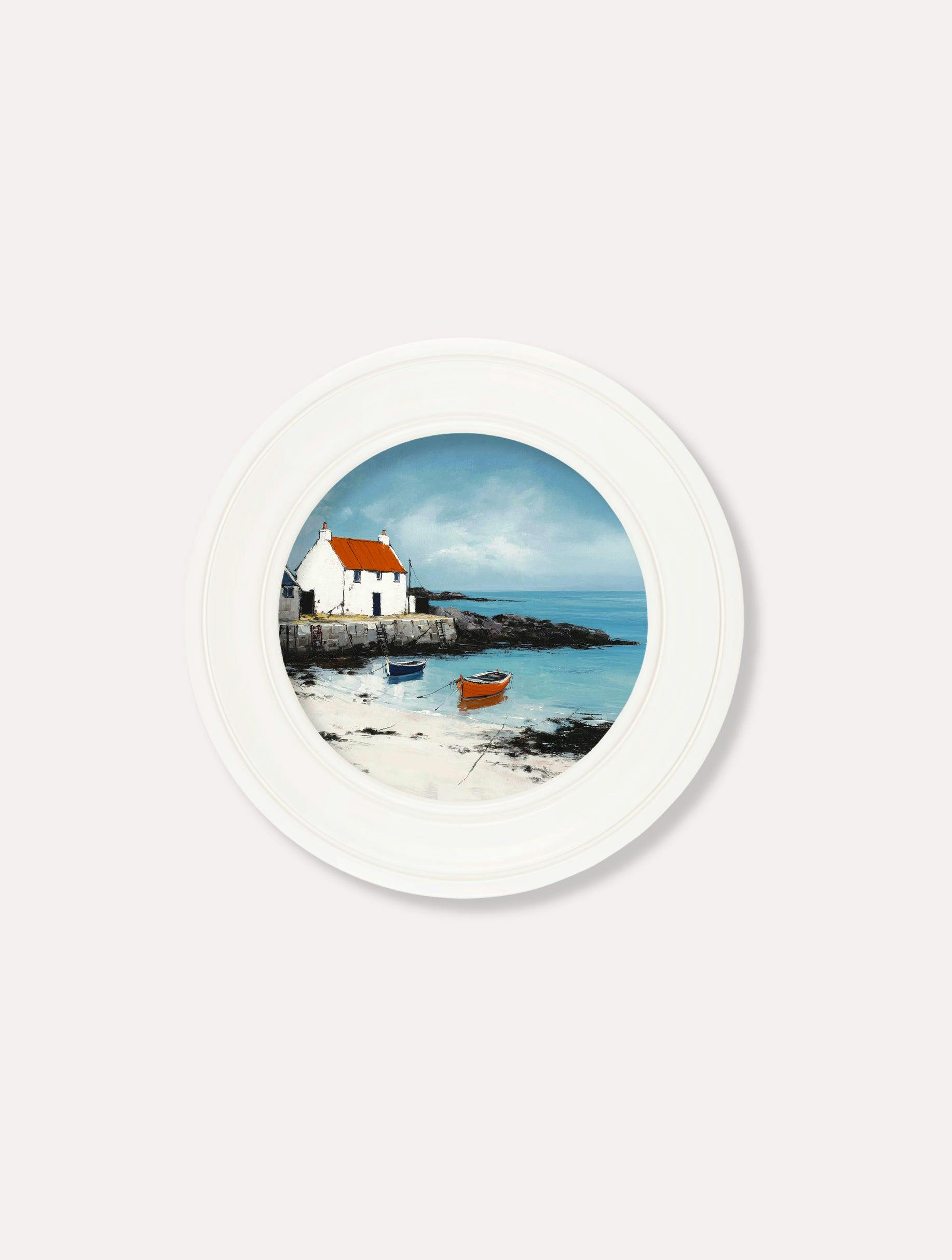 Rackhams White The Coastal House - Oxford Strong Round Frame - The Coastal House - 44 X 44 Cm