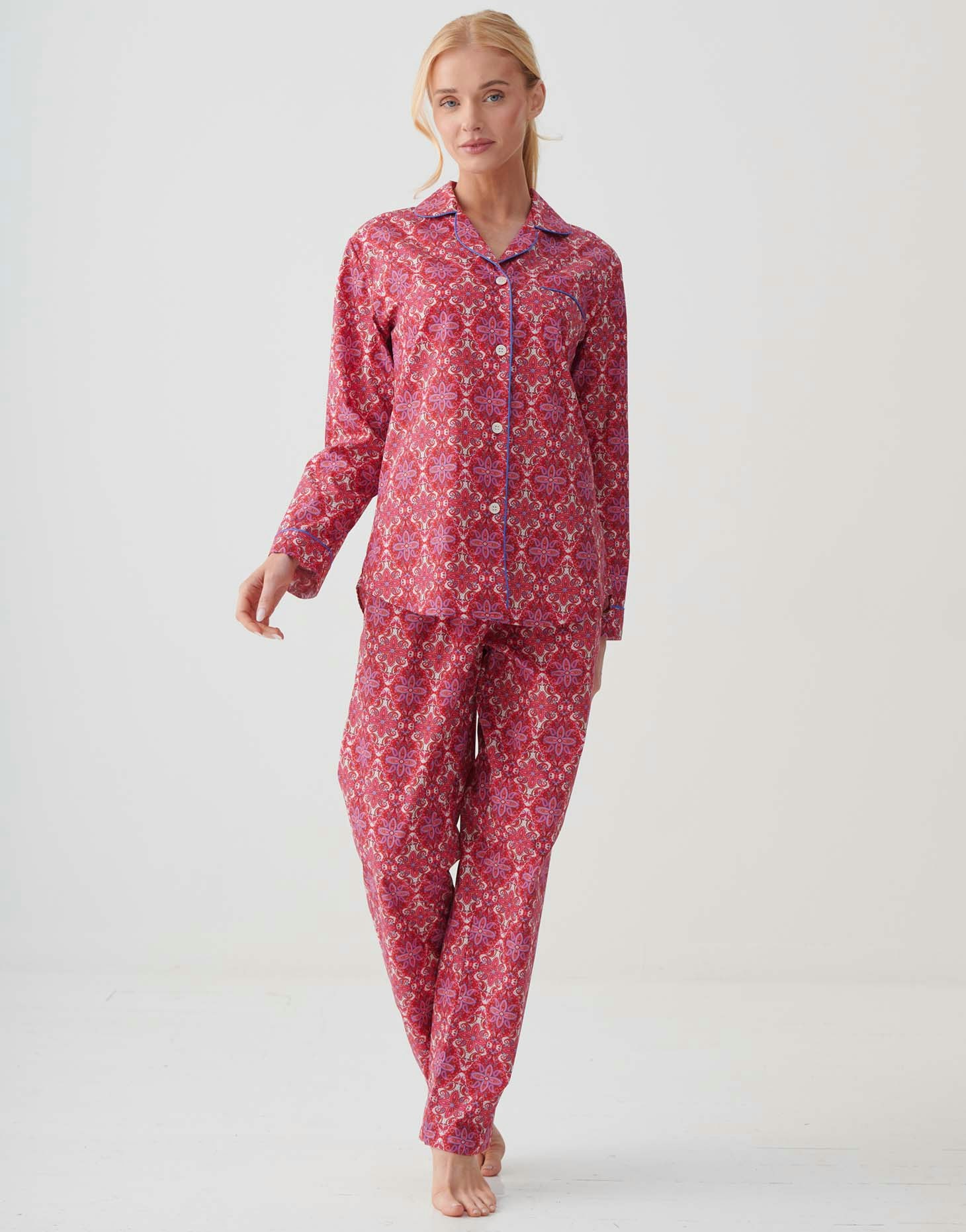 British Boxers Women's Crisp Cotton Pyjama Set – Byzantine Paisley - Large