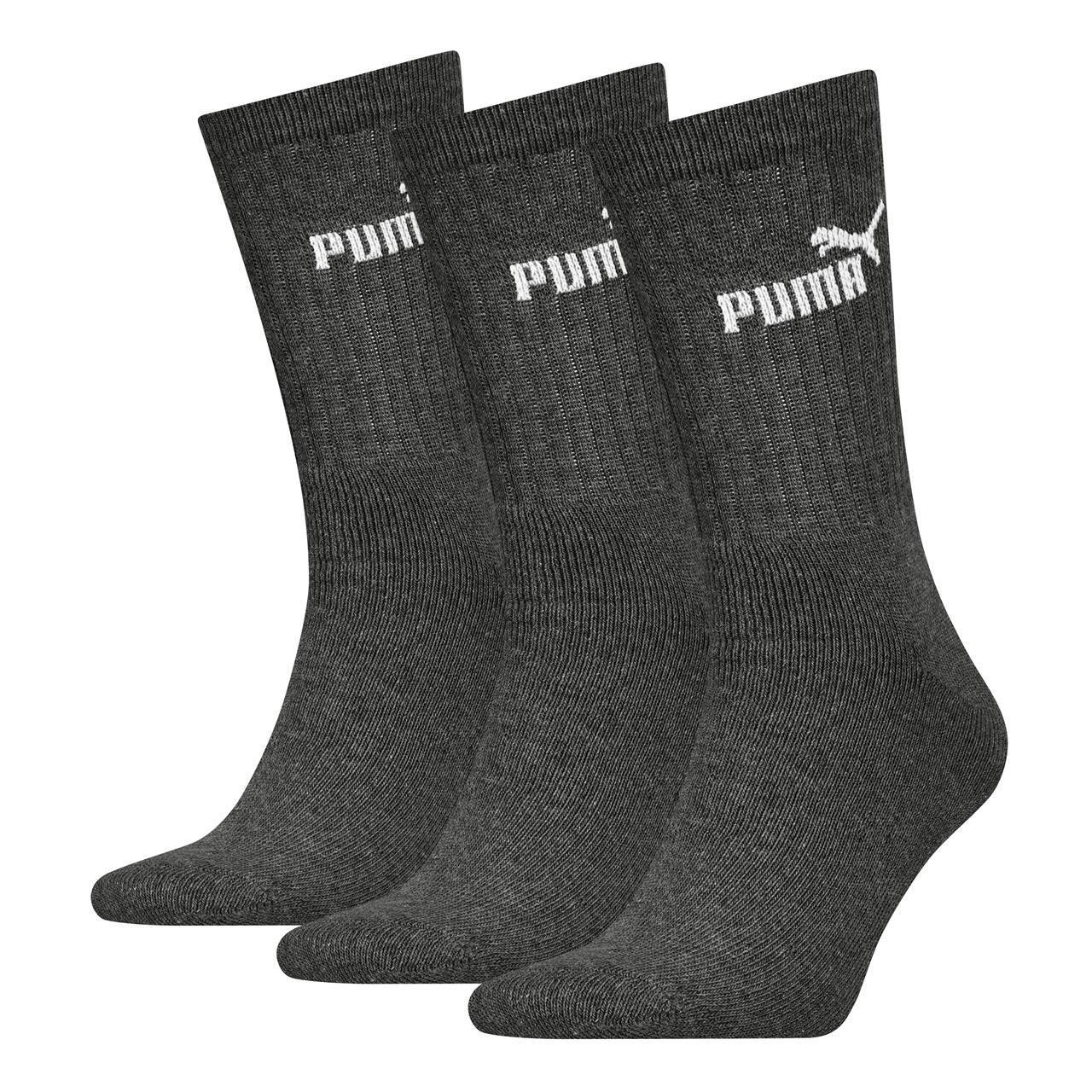 Puma Unisex Grey Adult Crew Socks (Pack Of 3) - Size 9