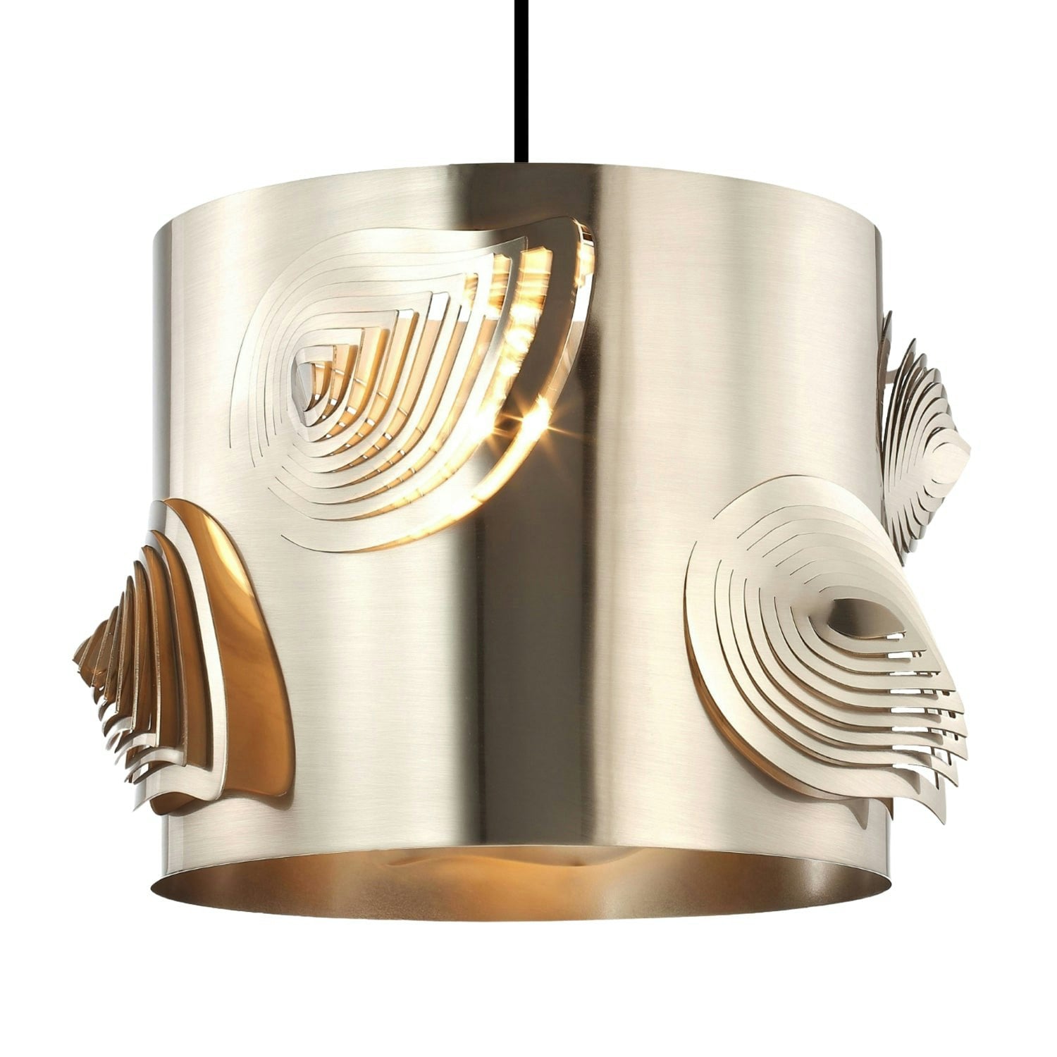 Rackhams Light Satin Nickel Solid Metal Easy Fit Lamp Shade With Laser Cut Leaves