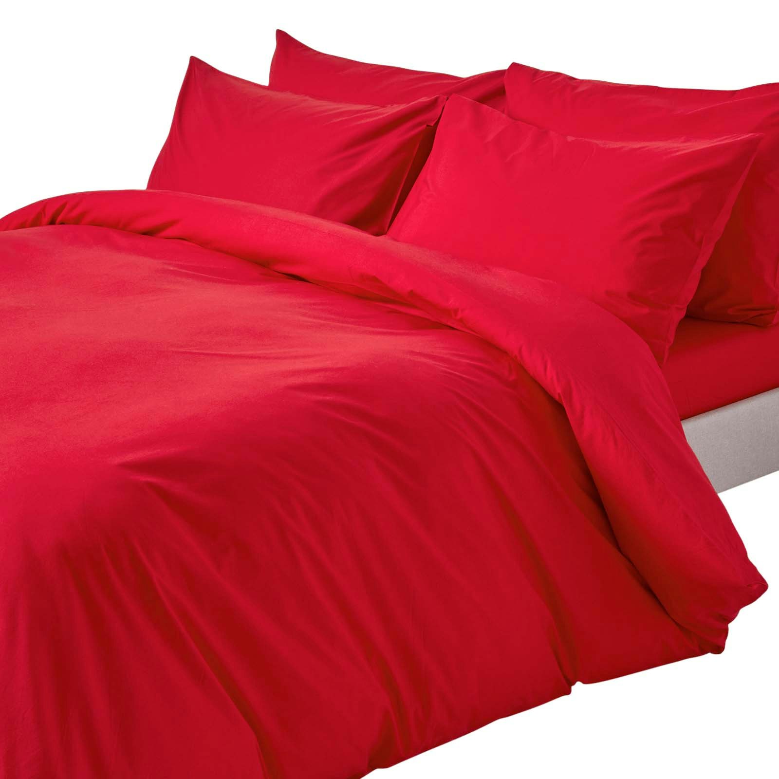 Homescapes Red Crisp & Cool 200 Tc Egyptian Cotton Percale Duvet Cover Set - Double