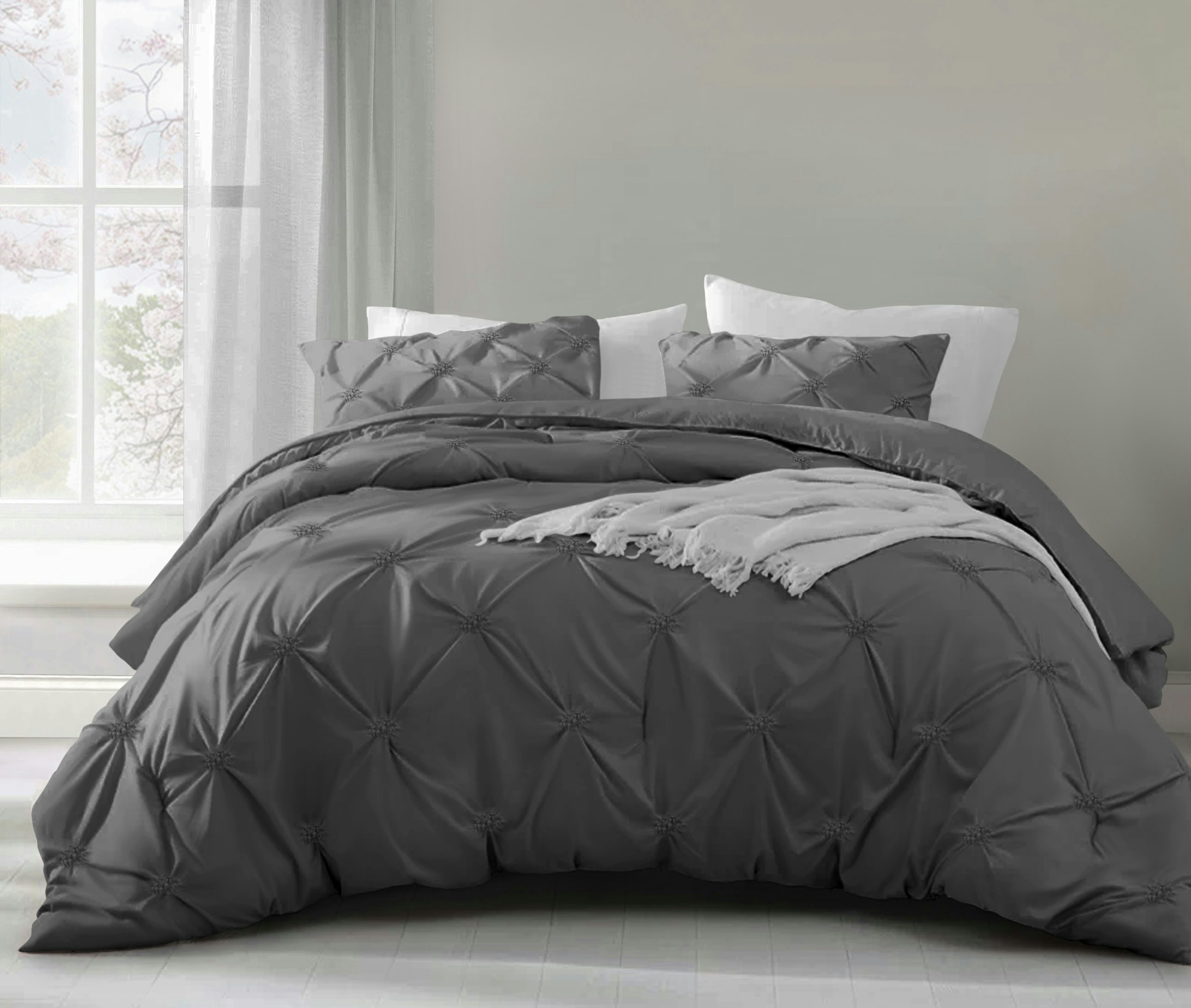 Rackhams Angelica Duvet Cover & Pillowcase Set - Charcoal - Single