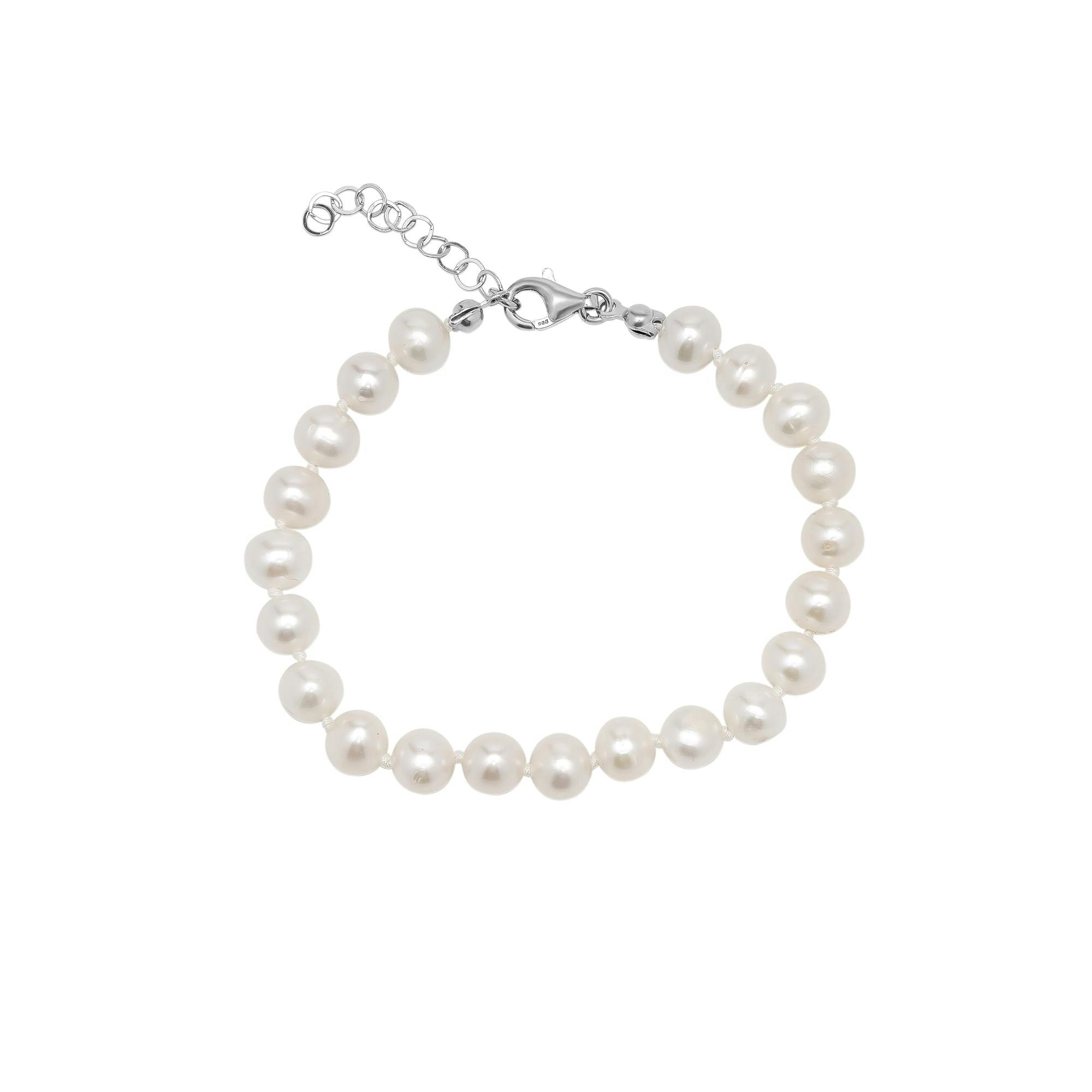 Spero London Light Large Natural Freshwater Pearl Strand Bracelet
