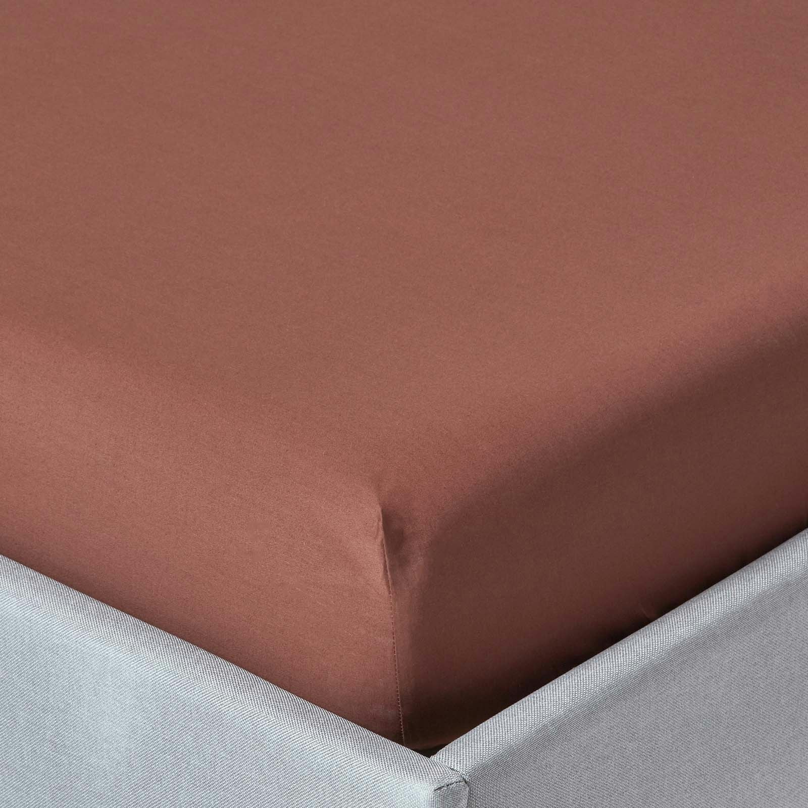 Homescapes Light Crisp & Cool 200 Tc Egyptian Cotton Percale Fitted Sheet – 46 Cm Extra Deep - Chocolate - King