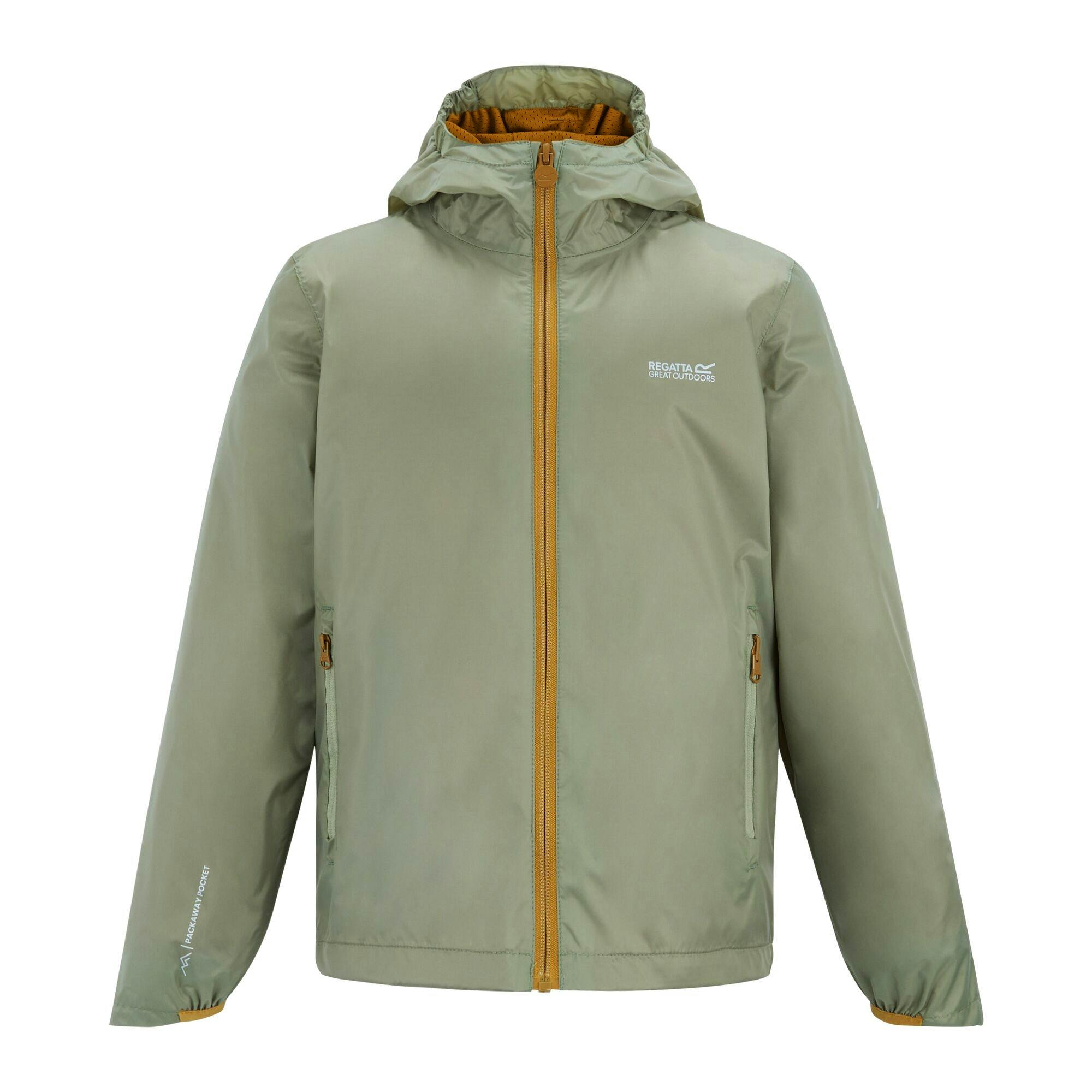 Regatta Light Kids Lever Waterproof Shell Jacket - Sage - 5-6 Years - Sage - 100% Polyamide