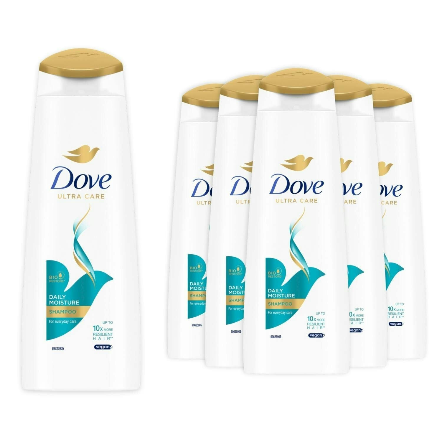 Dove Nutritive Solutions Shampoo 250Ml, 6 Pack Daily Moisture For Dry Hair