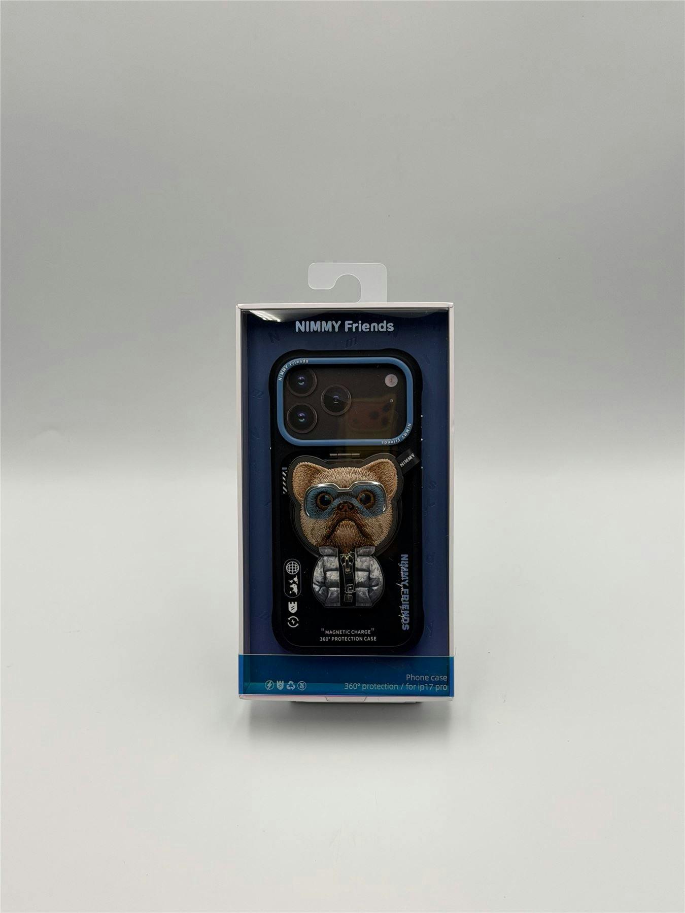 Nimmy Friends Black/Blue Nimmy Cool & Cute 2.0 Little Rich Tycoon Dog Case With Magsafe Stand For Iphone 17 Pro 6.3" - N-Yjkm-Cxzjzh-Ip17-Pro-07