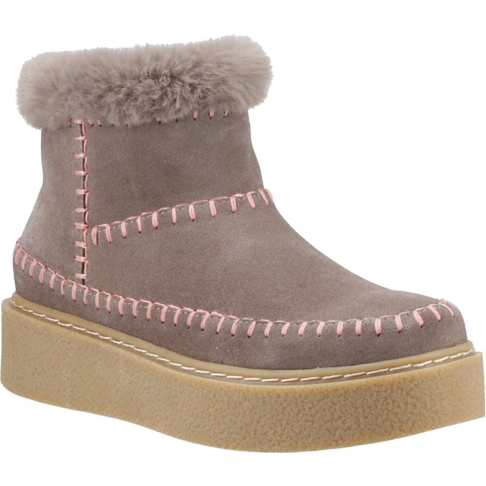 Hush Puppies Women's Brielle Suede Taupe Winter Ankle Boots - Size 7