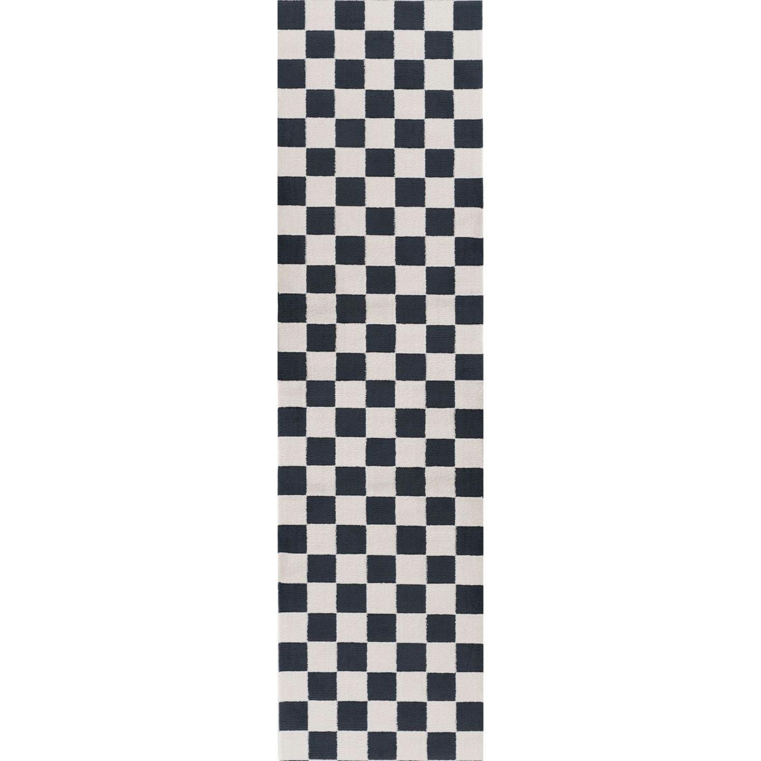 The Rugs Blue Loft Checkerboard Rug - 80X300 Cm