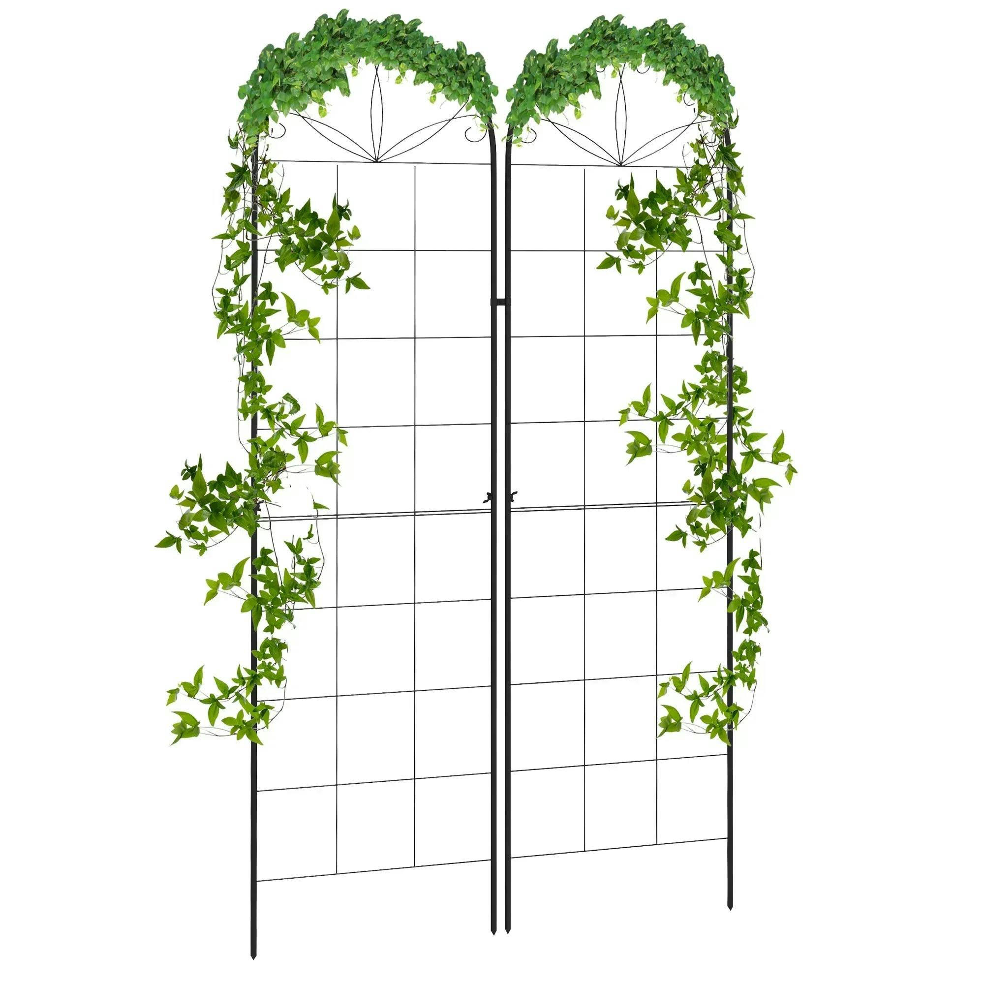 Outsunny Set Of 2 Metal Trellis For Climbing Plants, Grid Design, 50 X 180Cm - Image 5