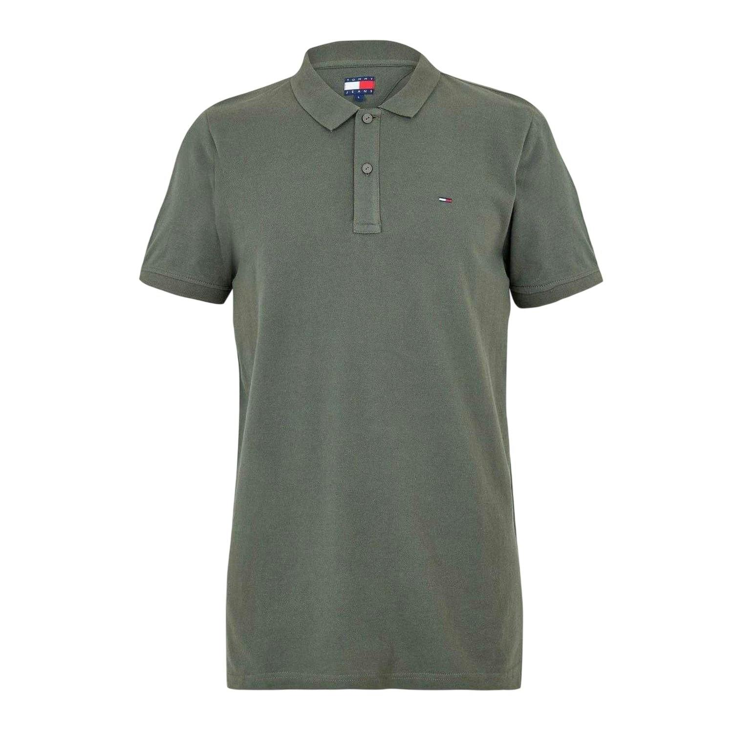 Tommy Jeans Men's Collared Slim Polo Shirt - Pewter - L - Pewter - 100% Mixed