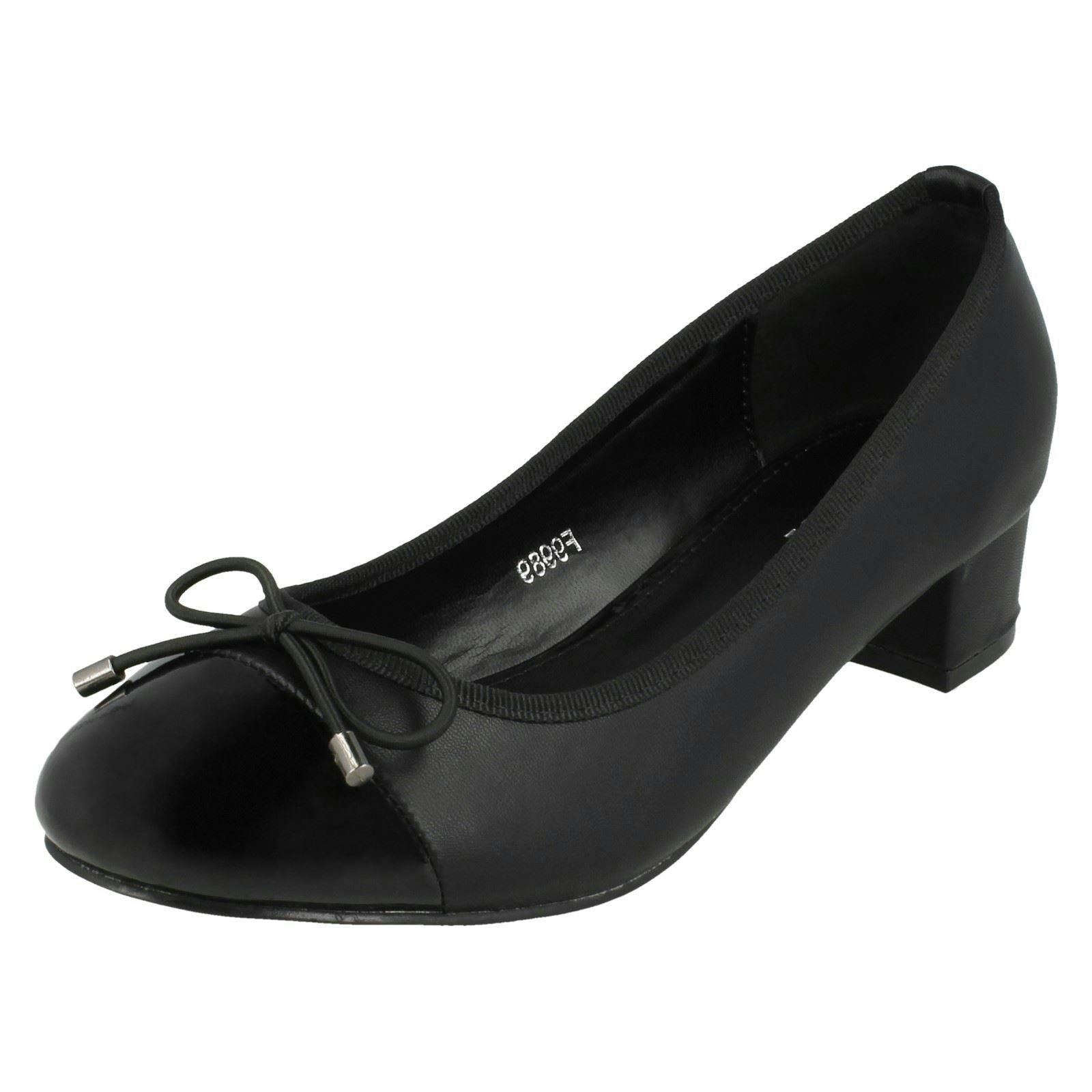 Spot On Women's Black Mid Heel Court Shoes - Uk 7