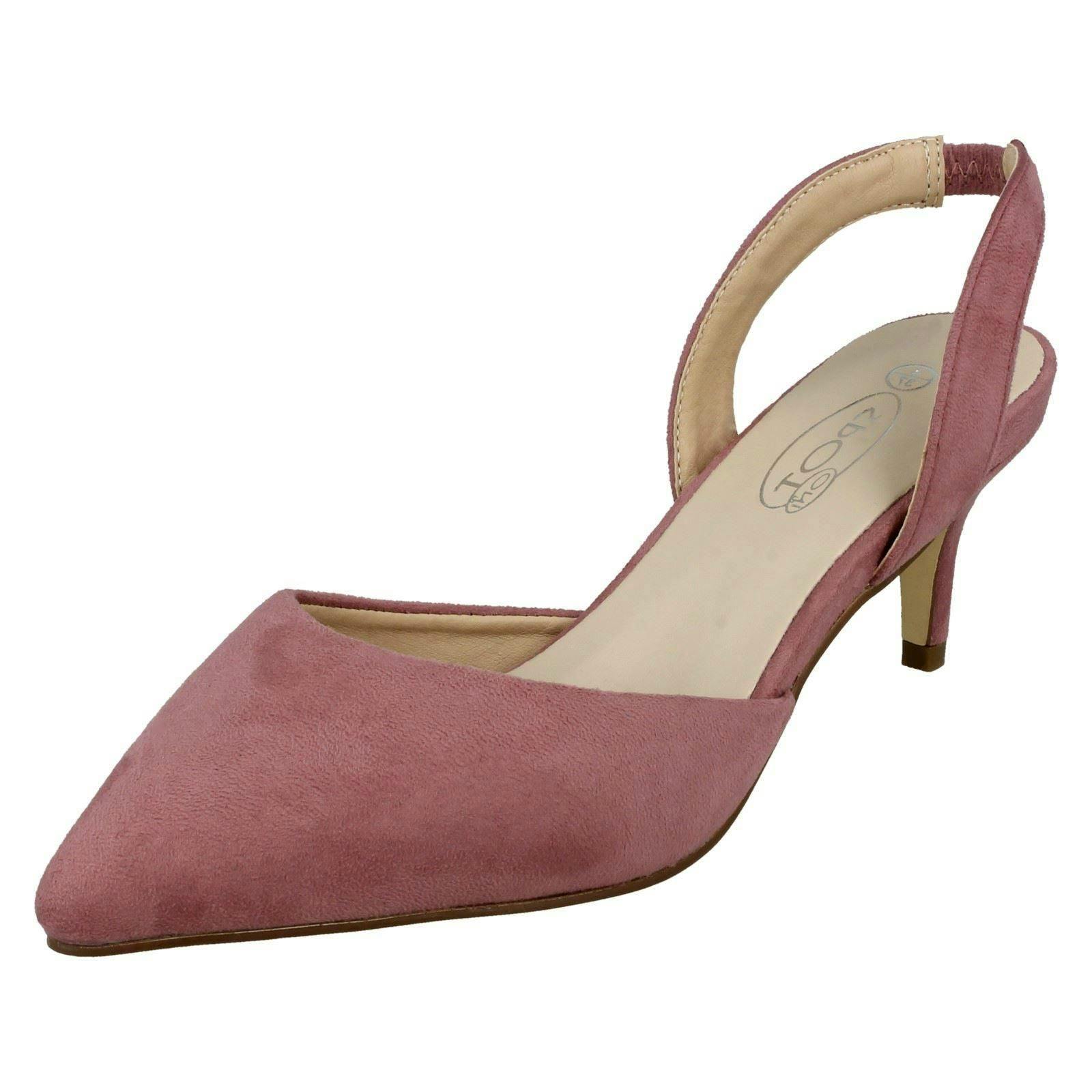 Spot On Women's Mauve Pointed Kitten Heel - Uk 3