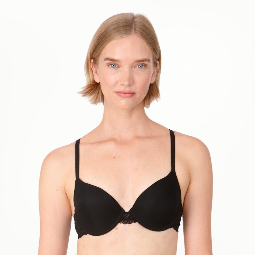 After Eden Black Double Boost Lace Underwired T-Shirt Bra - 34B