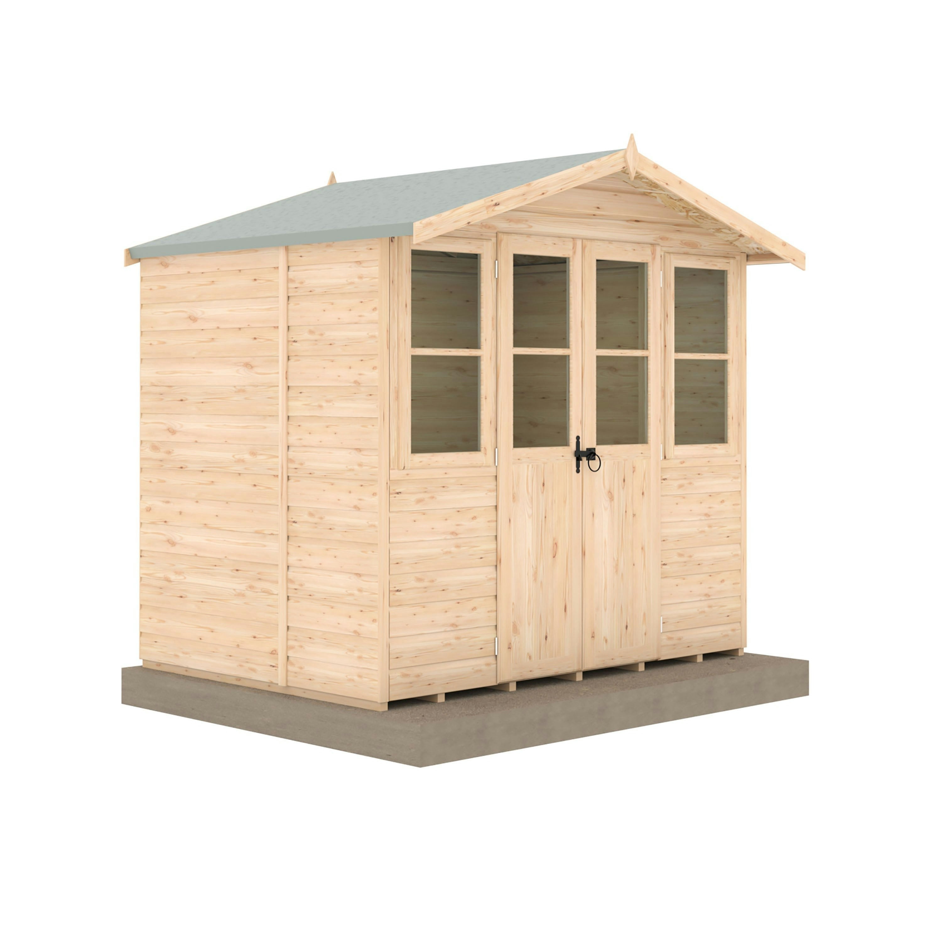 Rackhams Light/Green Haddon 7X5 12Mm Interlock Clad Wooden Summerhouse